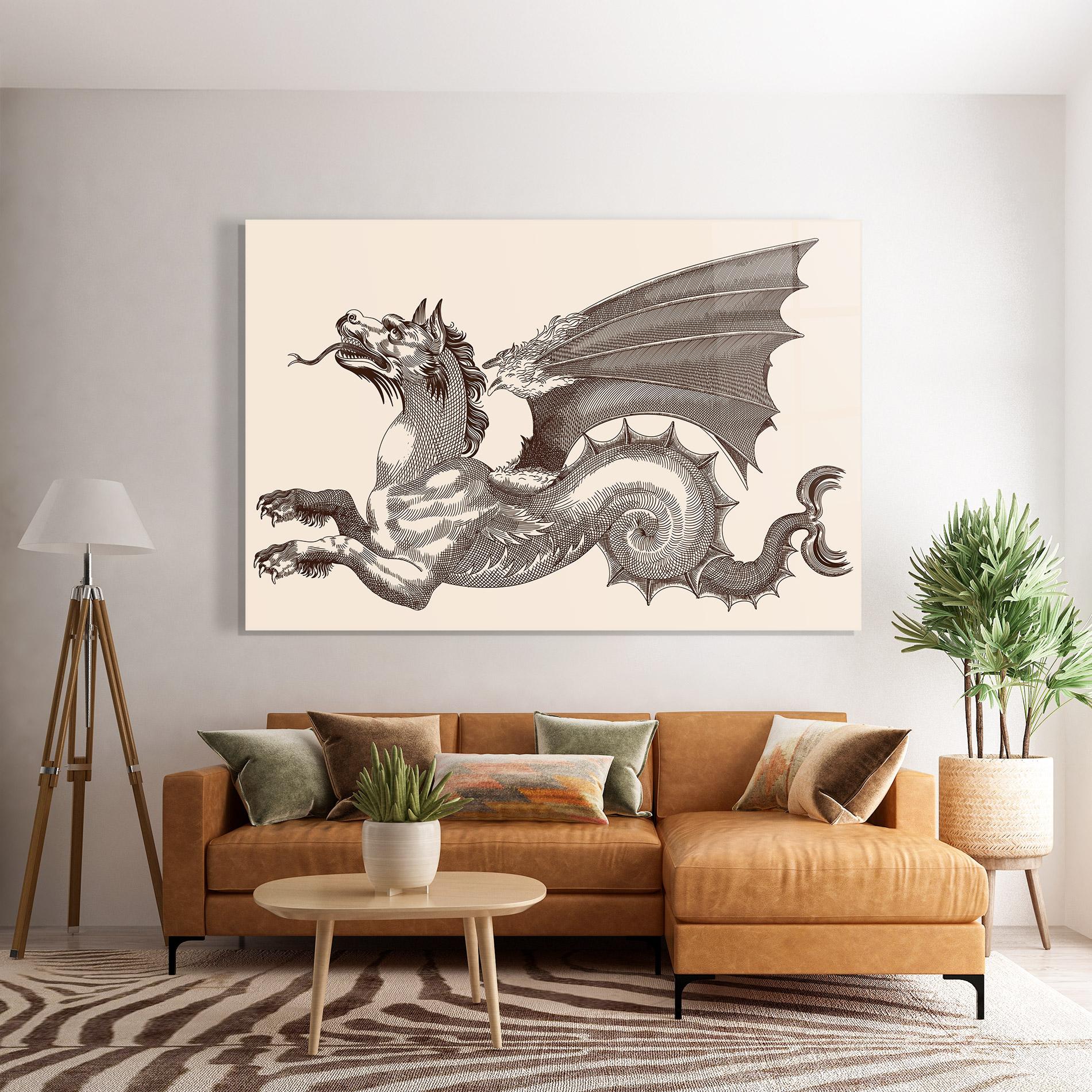 Tablou Sticla Brown Dragon mockup 7