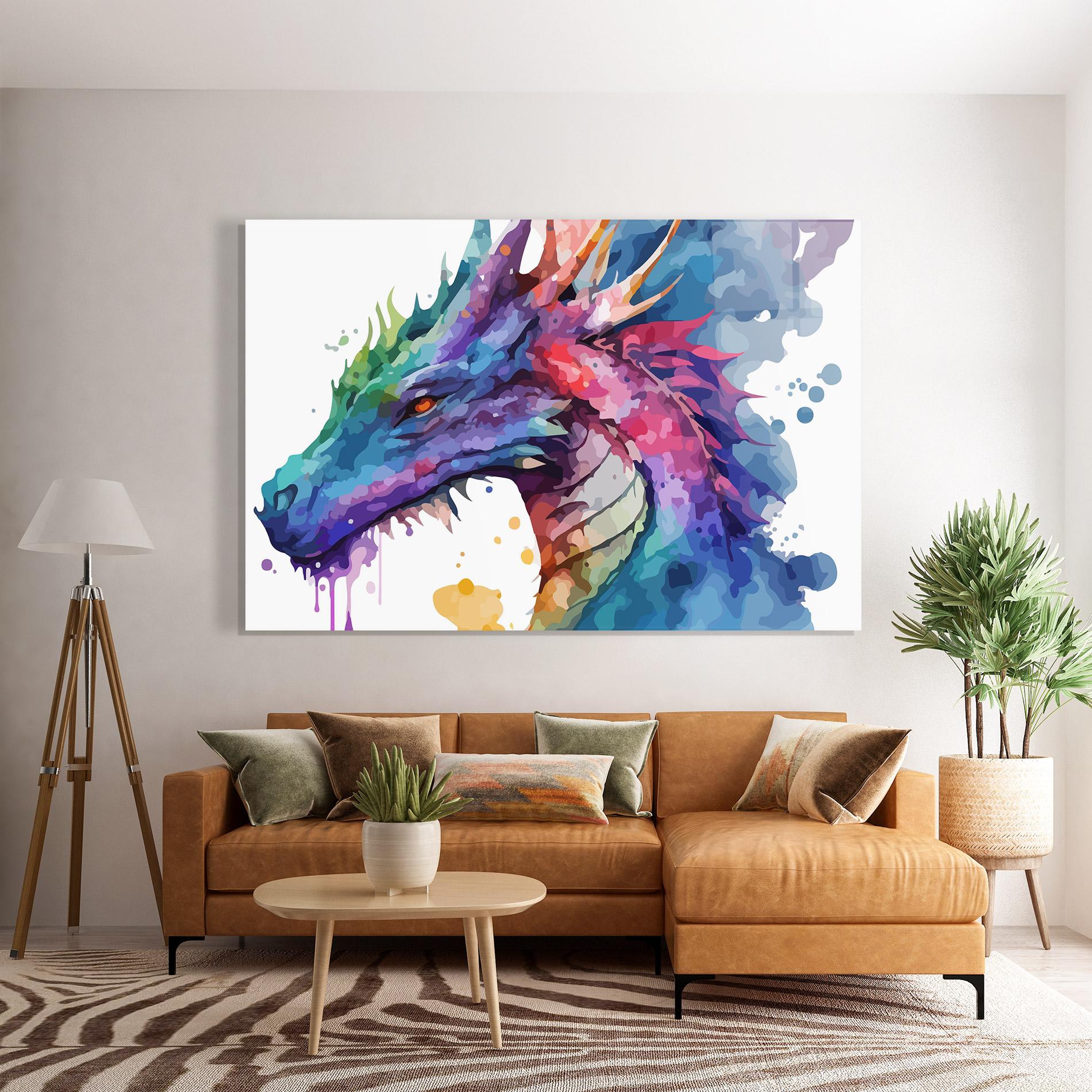 Tablou Sticla Colourful Dragon mockup 7