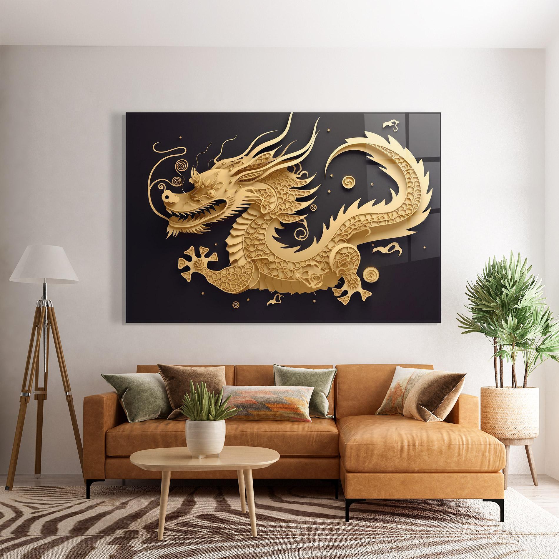 Tablou Sticla Dragon Zodiac Sign mockup 7