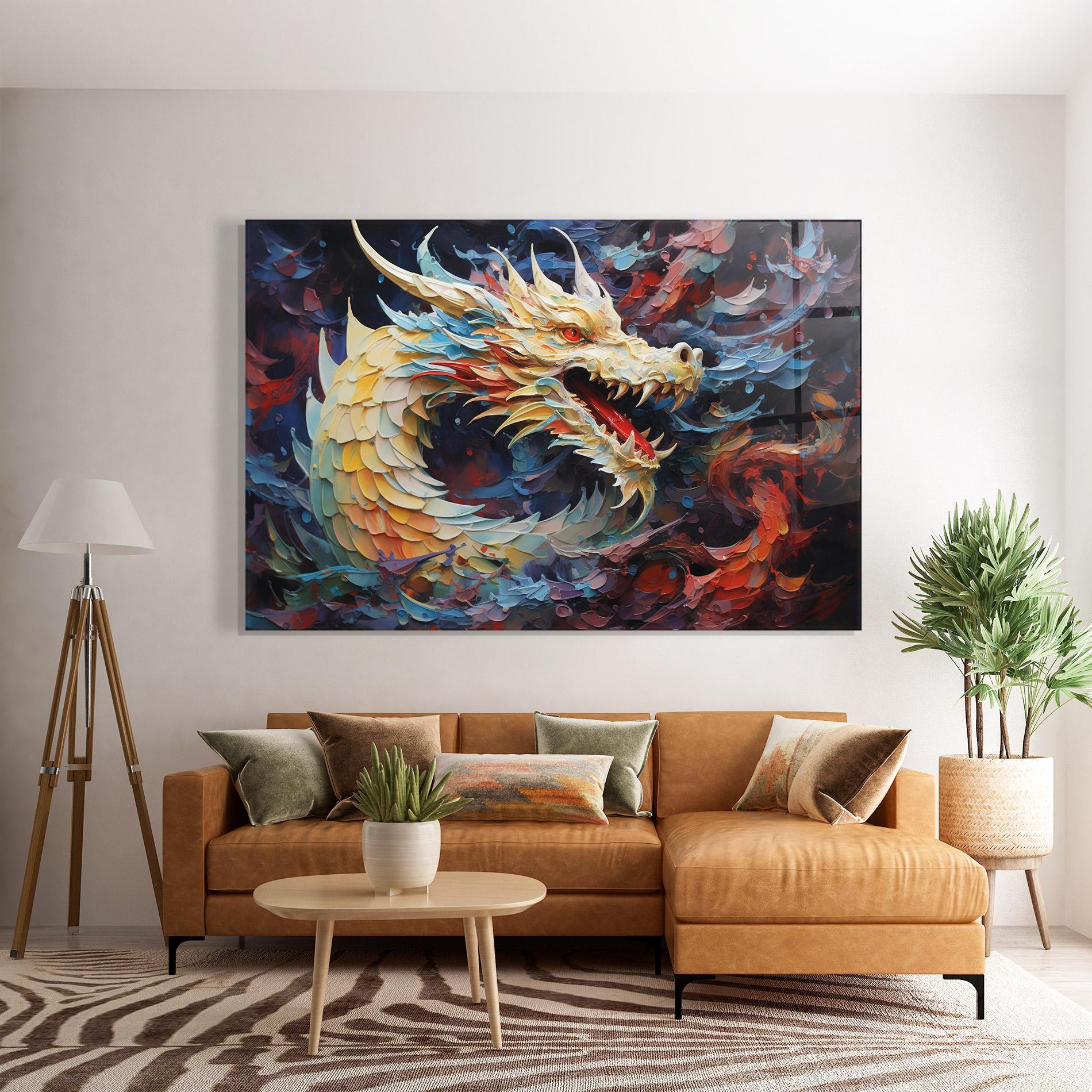 Tablou Sticla Fantasy Dragon Art mockup 7