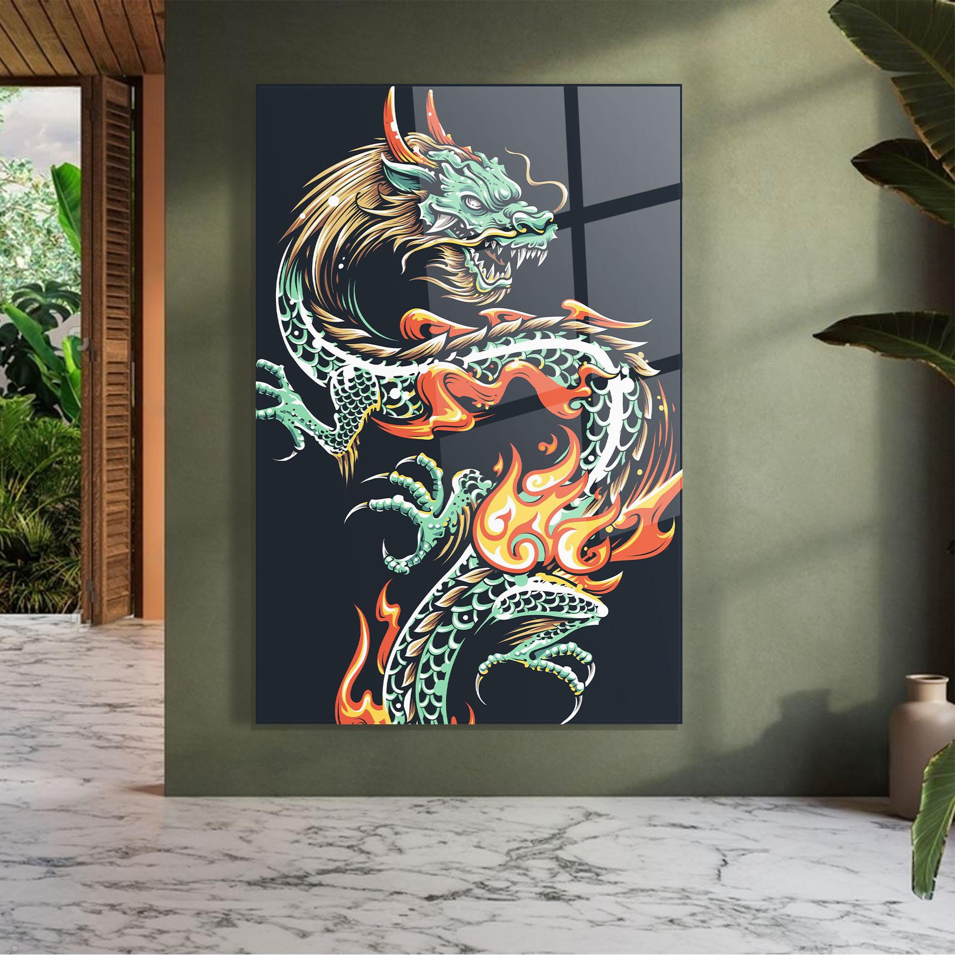 Tablou Sticla Dragon Green mockup 7