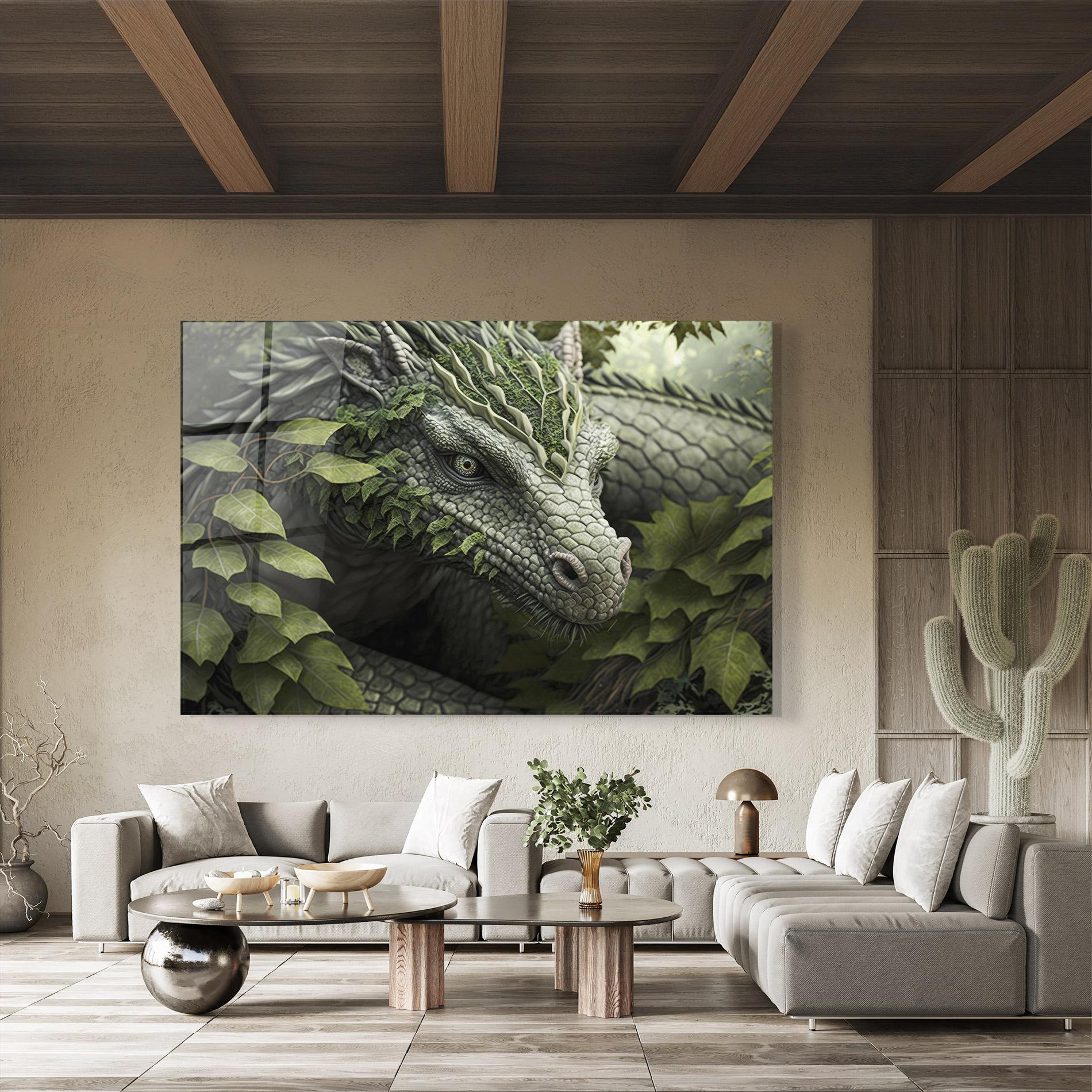 Tablou Sticla Ancient Forest Dragon mockup 8