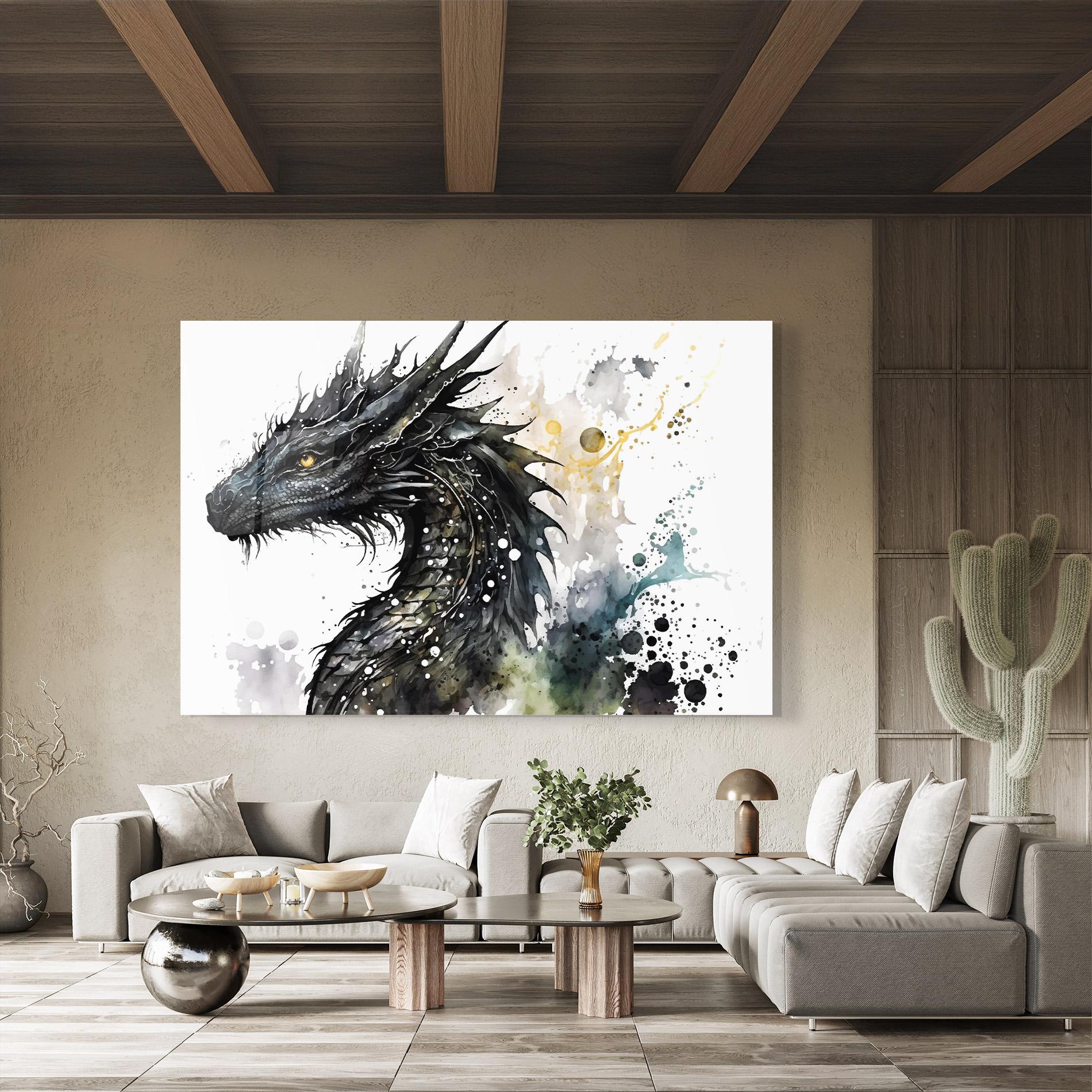Tablou Sticla Black Dragon Art mockup 8