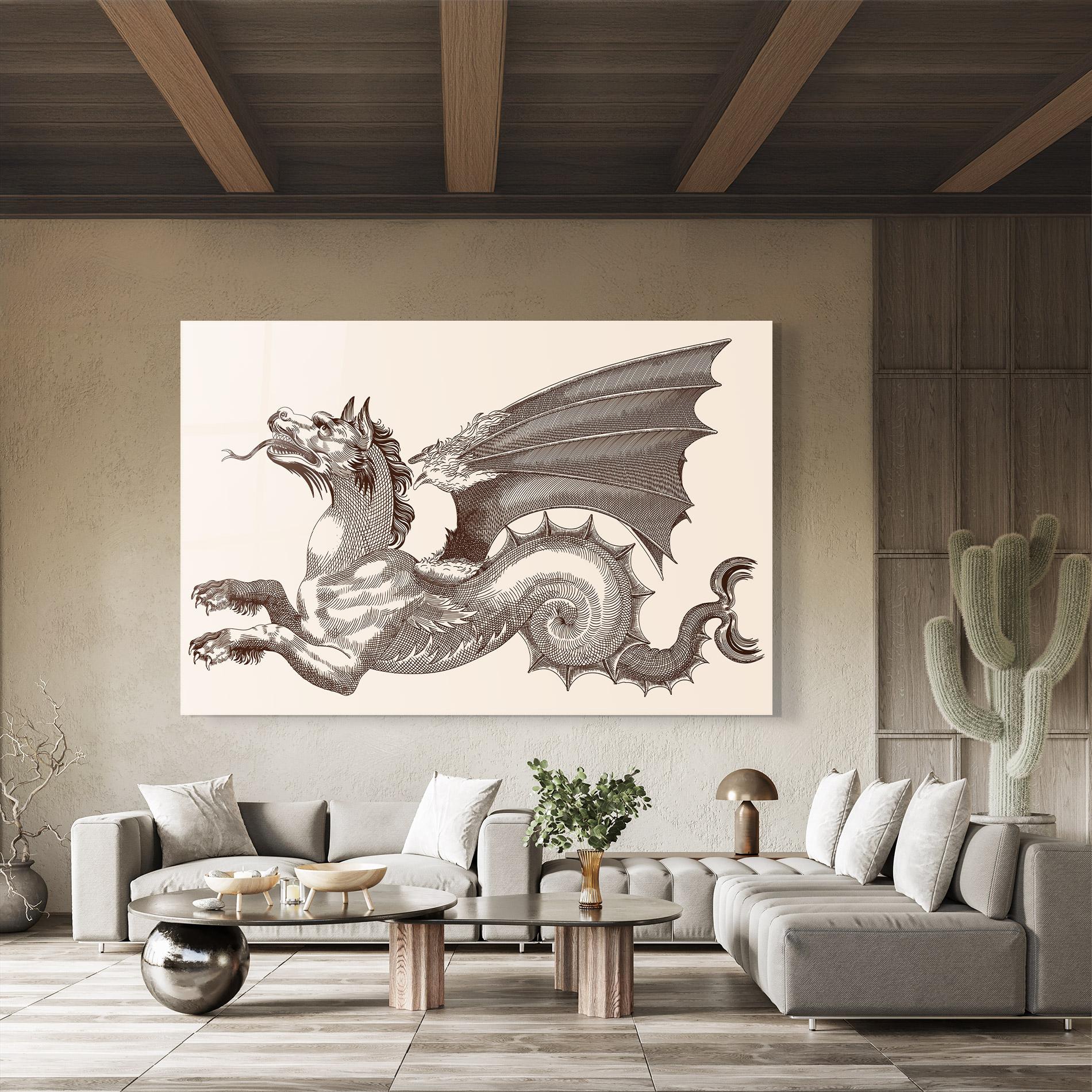 Tablou Sticla Brown Dragon mockup 8