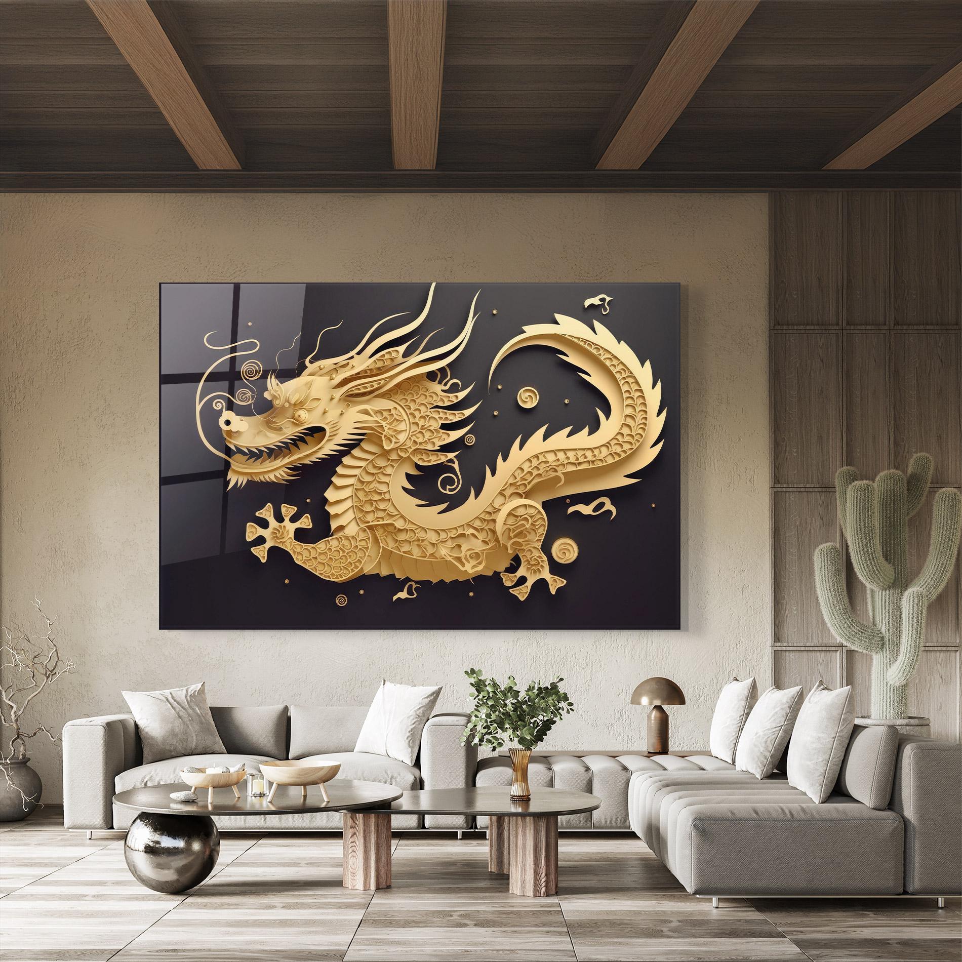 Tablou Sticla Dragon Zodiac Sign mockup 8