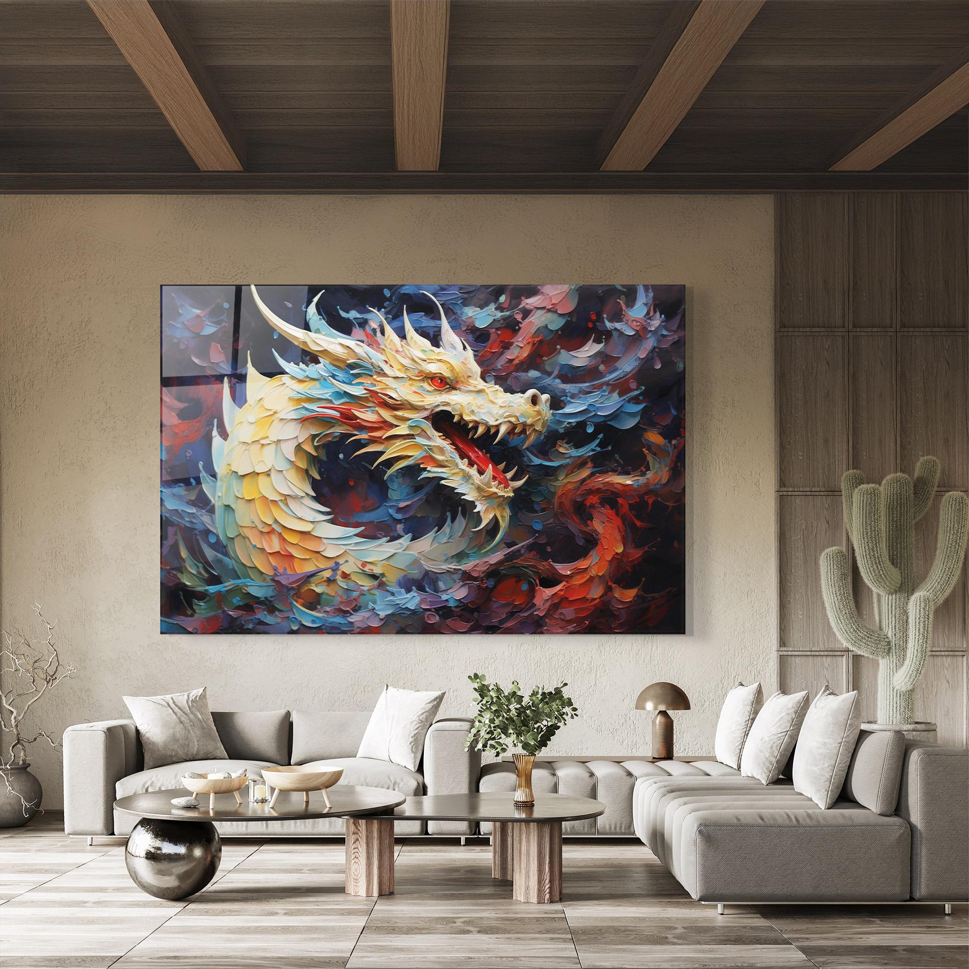 Tablou Sticla Fantasy Dragon Art mockup 8