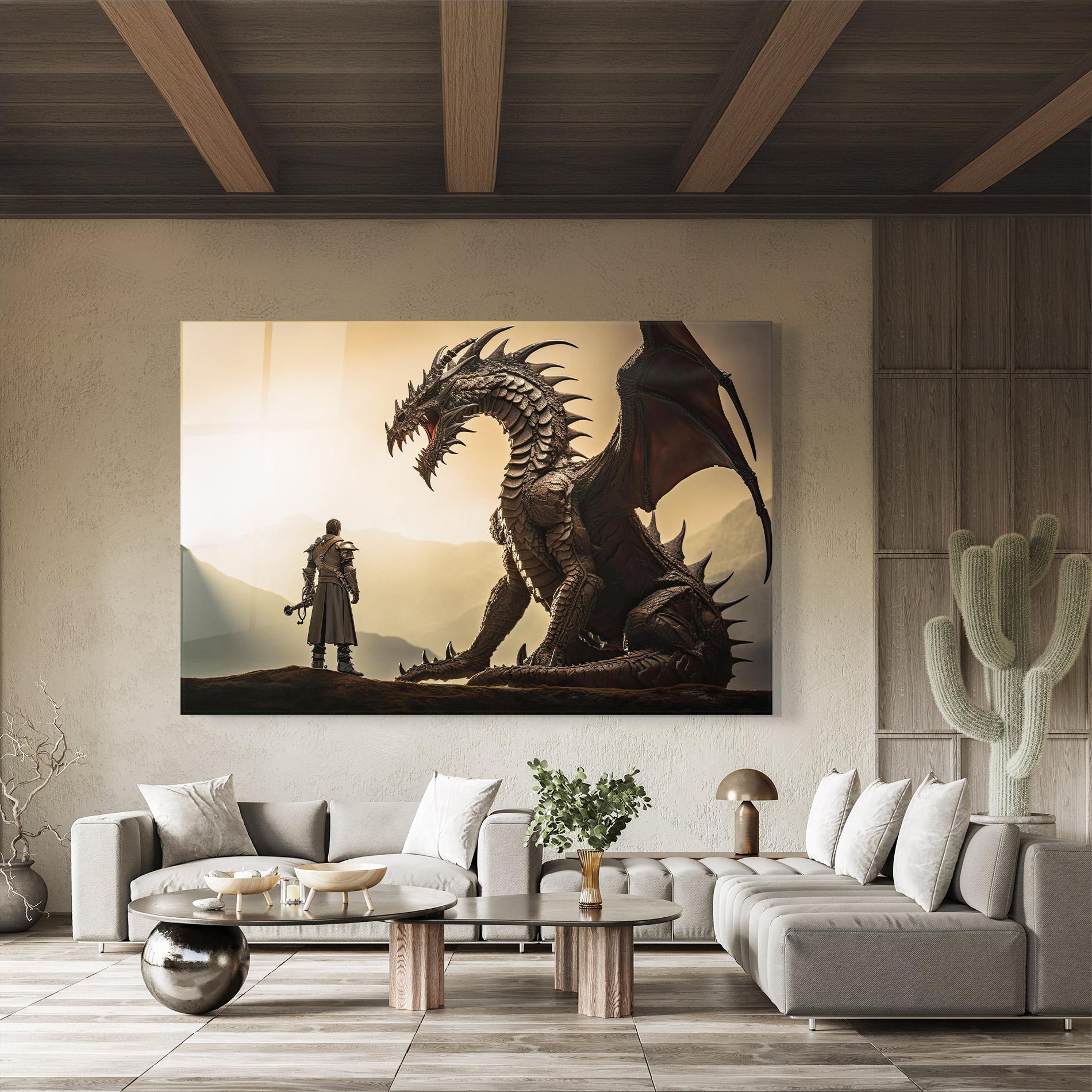 Tablou Sticla Fantasy Huge Dragon mockup 8