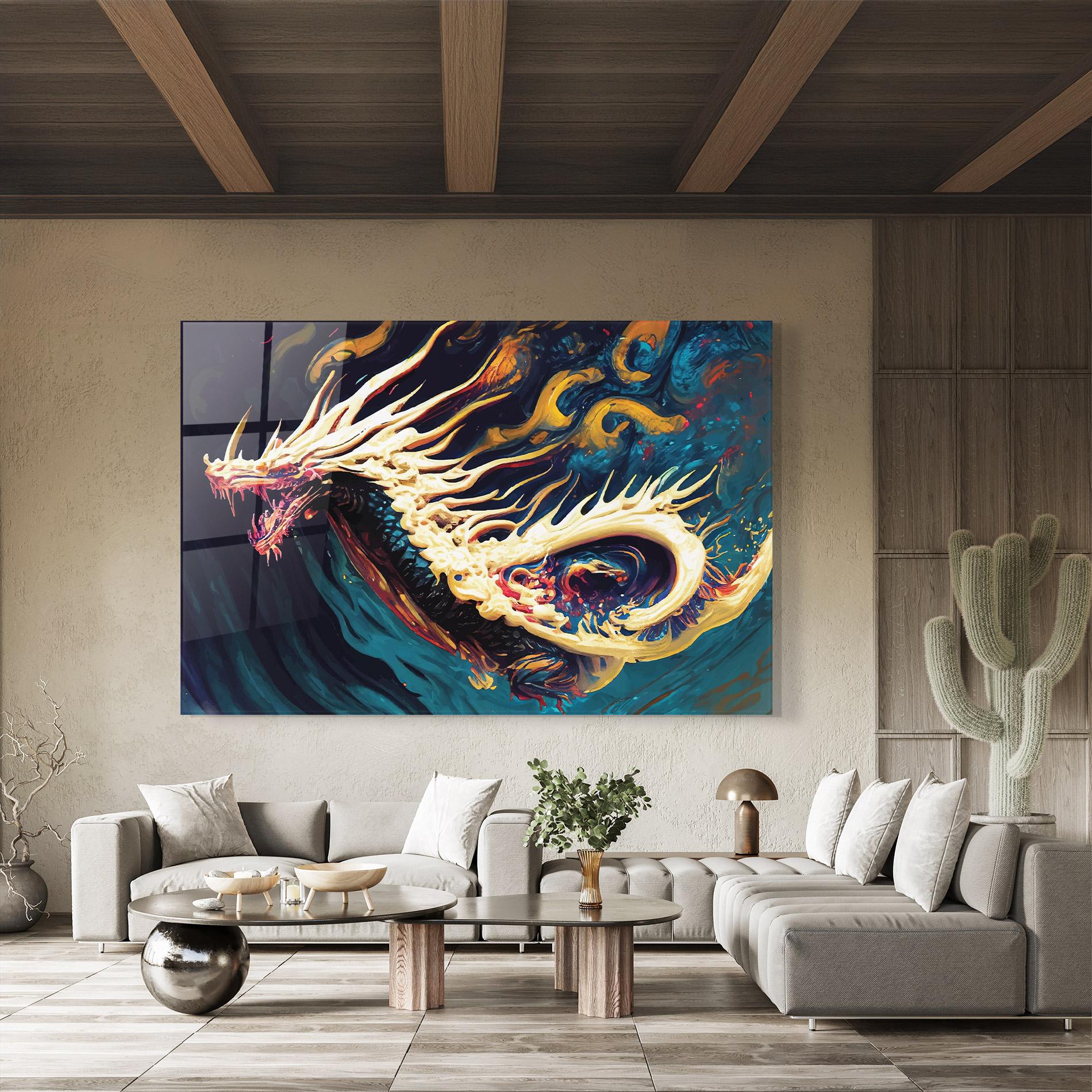 Tablou Sticla Flying Acrylic Dragon mockup 8