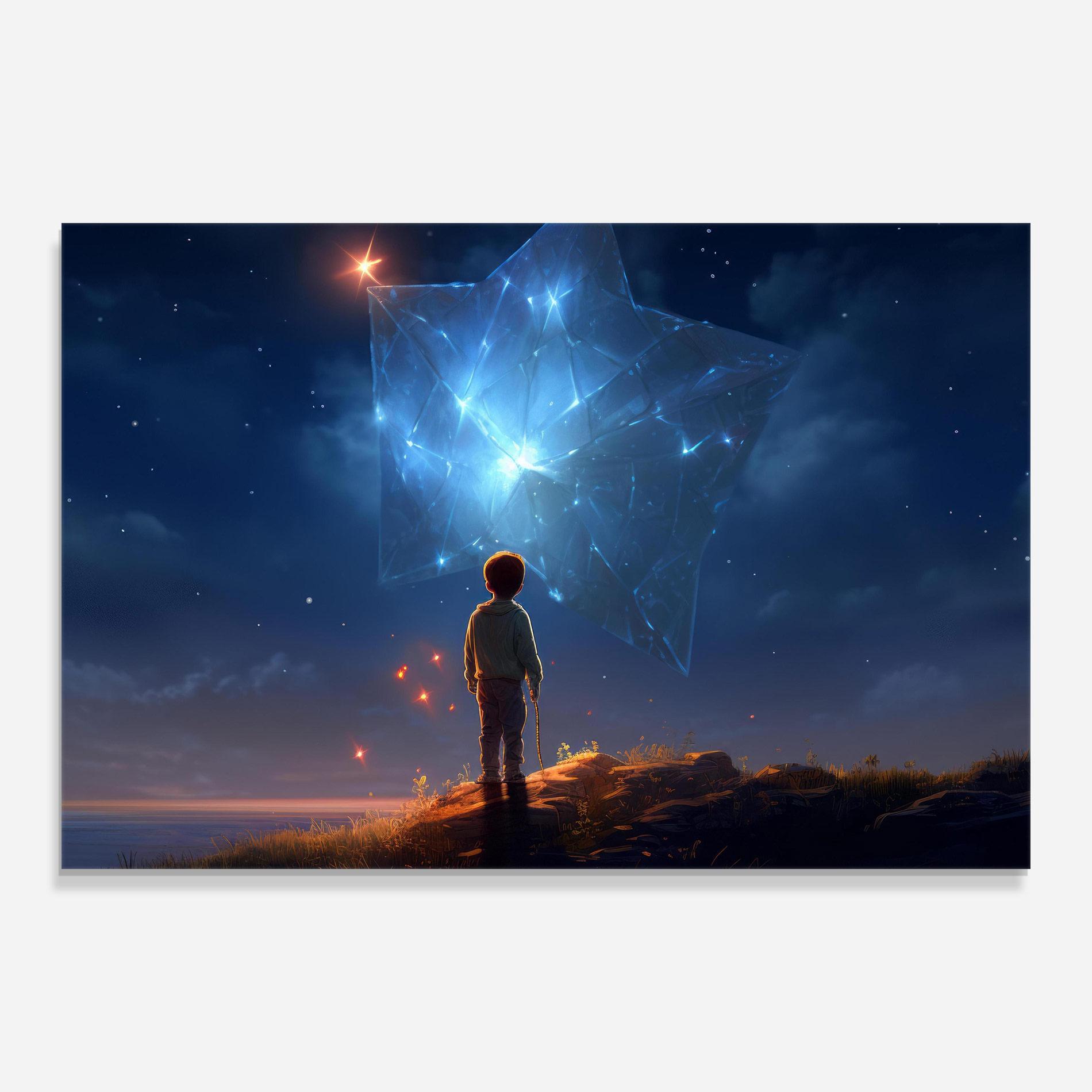 Tablou Sticla Blue Star Floating mockup 0