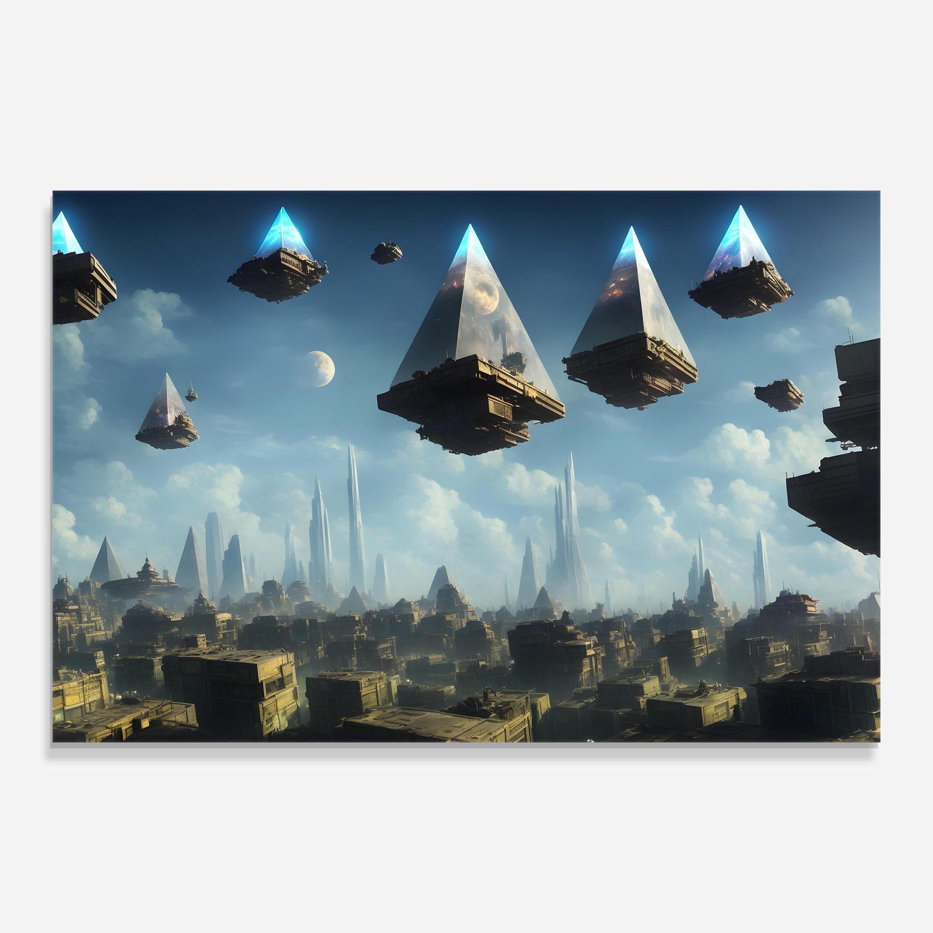 Tablou Sticla Flying Piramids mockup 0