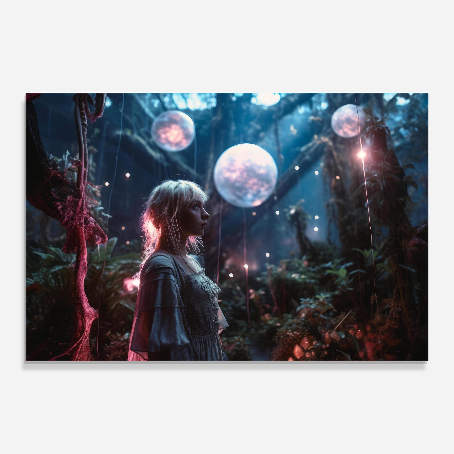 Tablou Sticla Glowing Balls Floating mockup 0