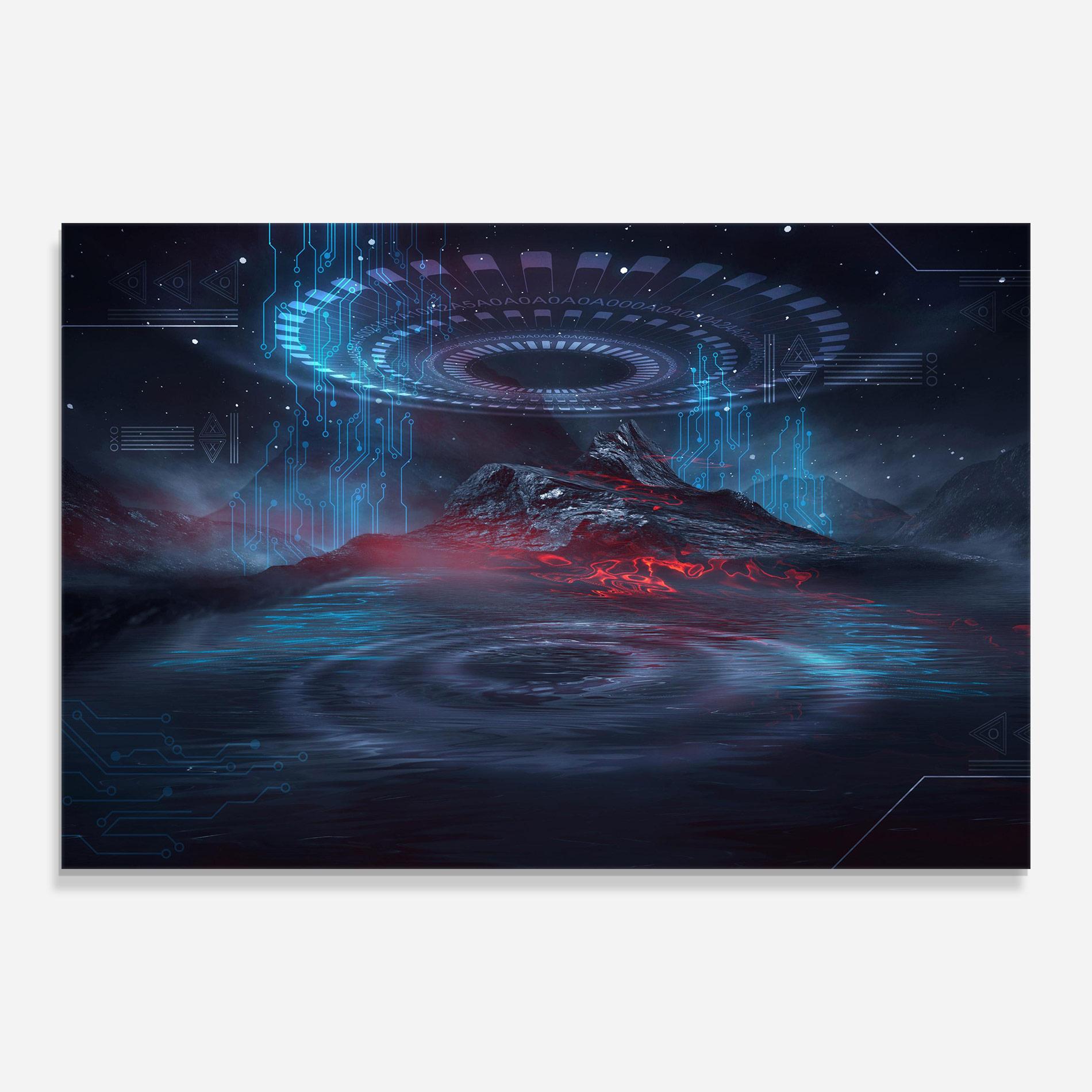 Tablou Sticla Neon Space Galaxy mockup 0