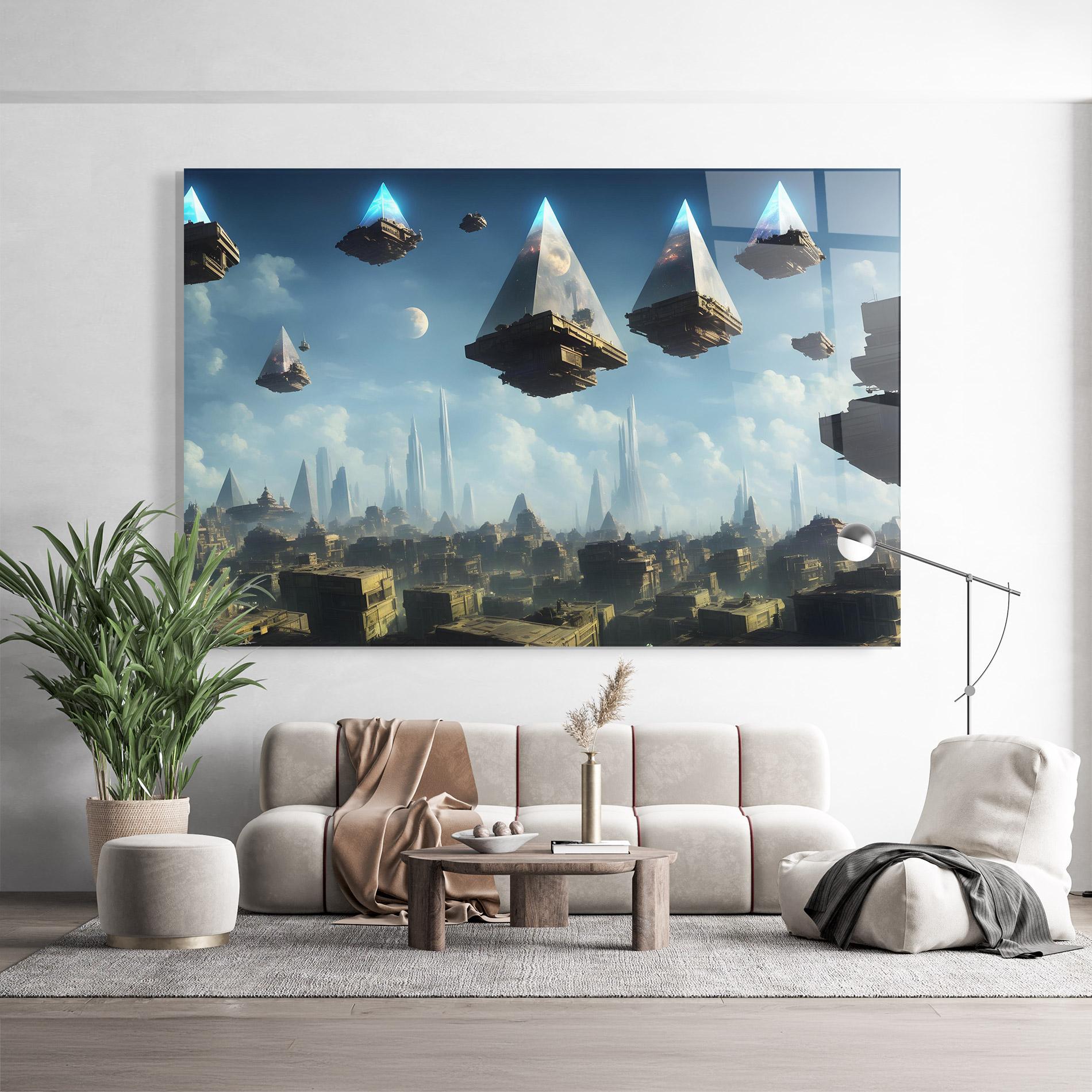 Tablou Sticla Flying Piramids mockup 9