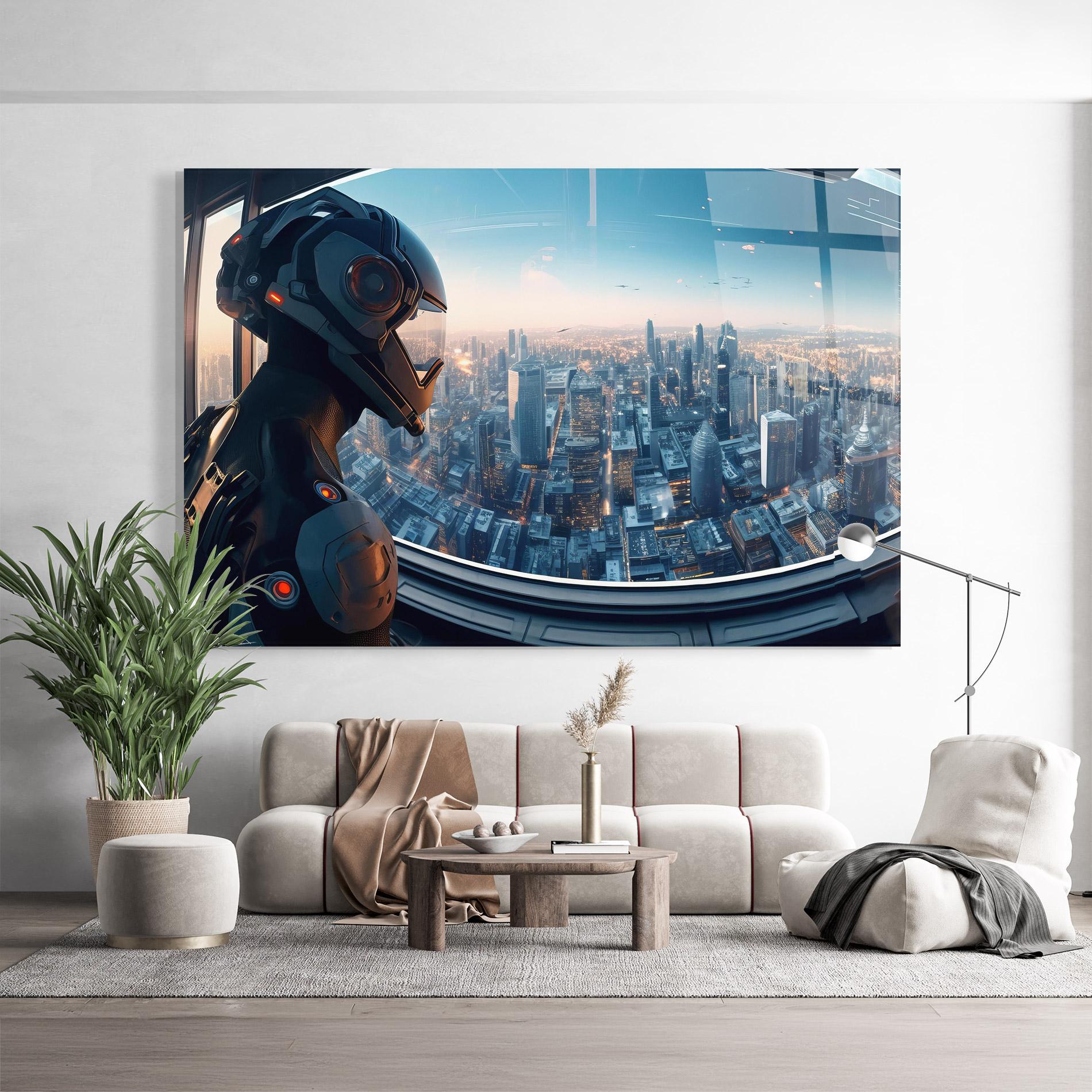 Tablou Sticla Futuristic Robot mockup 9