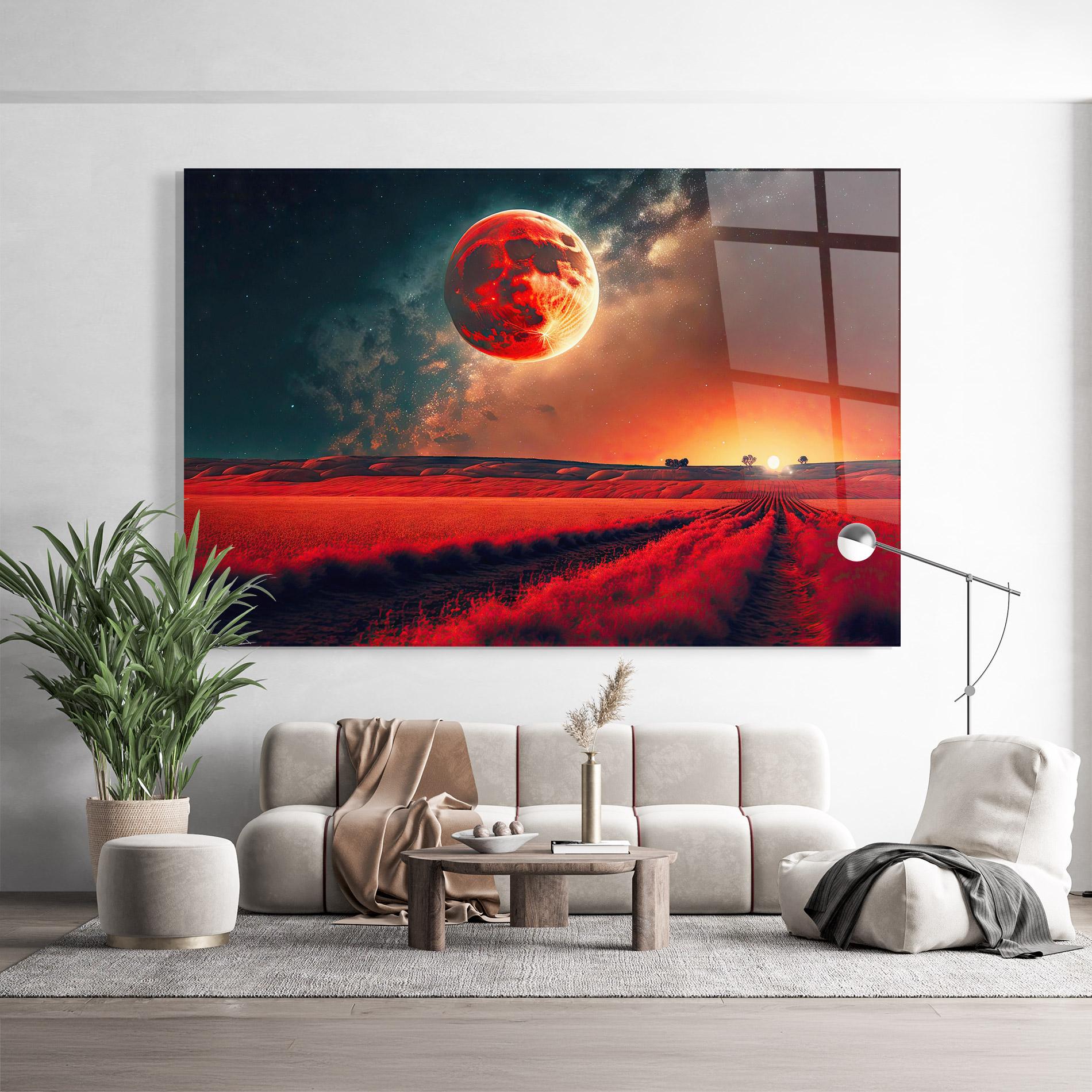 Tablou Sticla Huge Red Moon mockup 9
