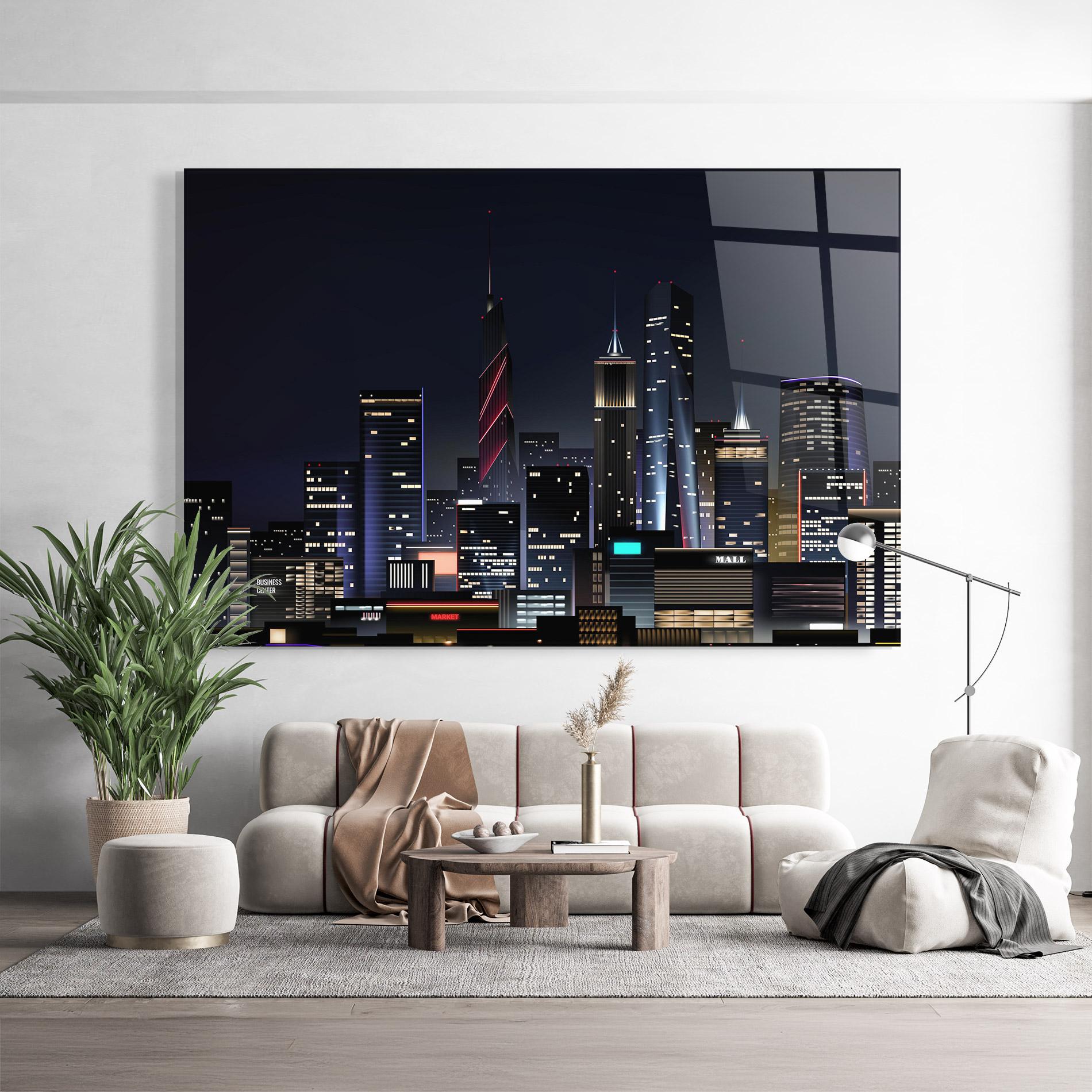 Tablou Sticla Night City mockup 9