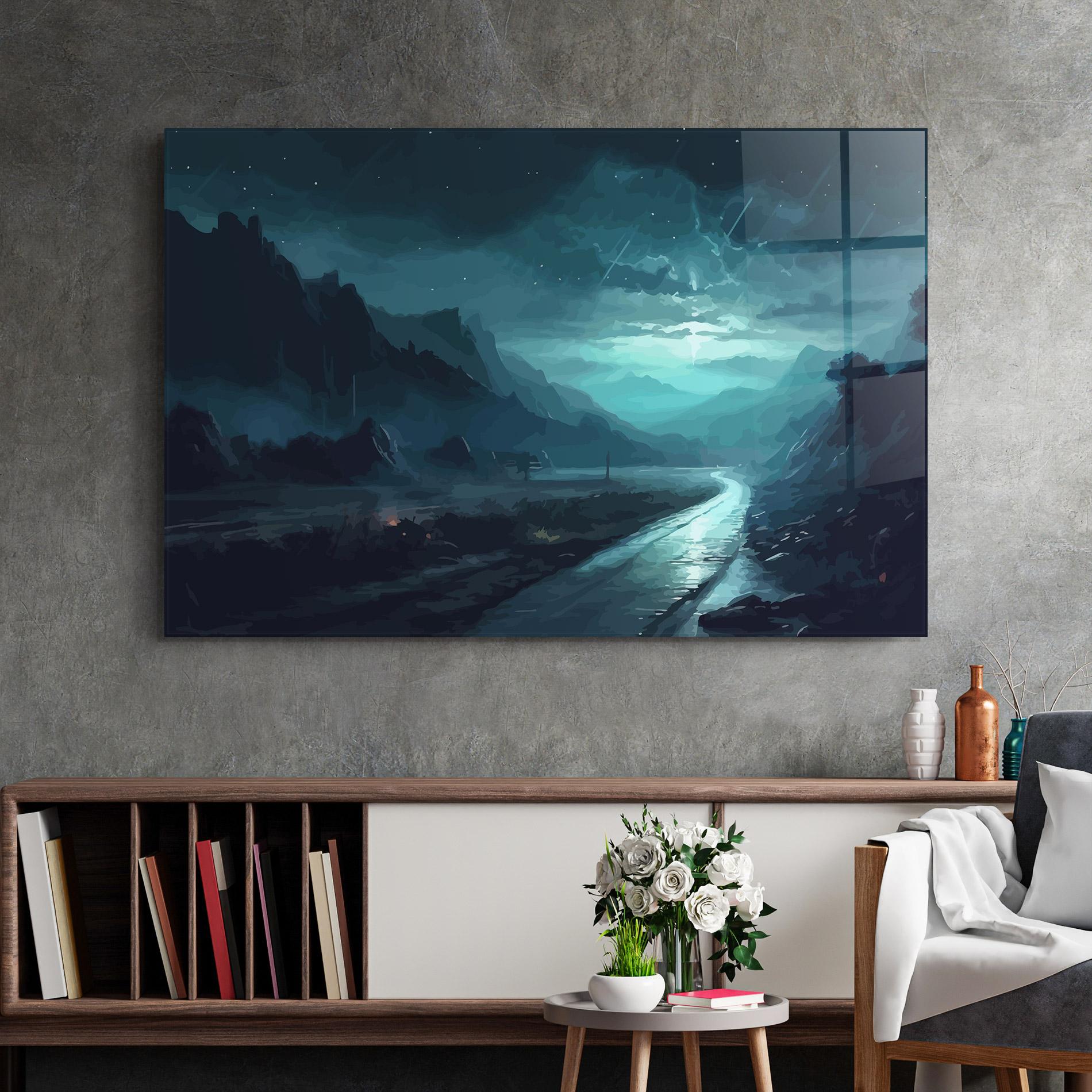 Tablou Sticla Blue Universe mockup 2