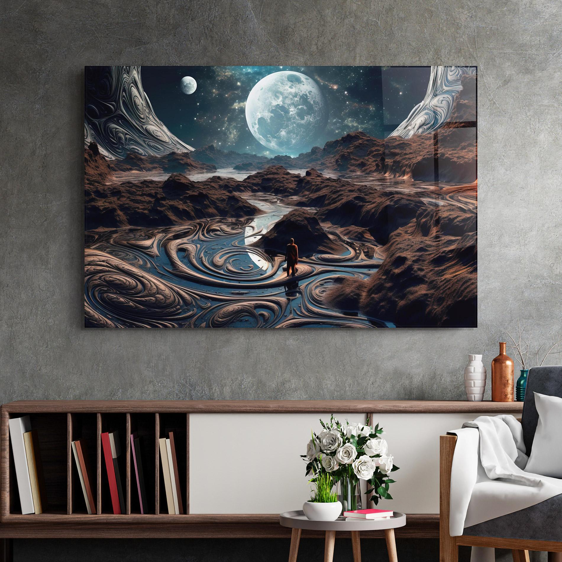 Tablou Sticla Desert Big Moon mockup 2