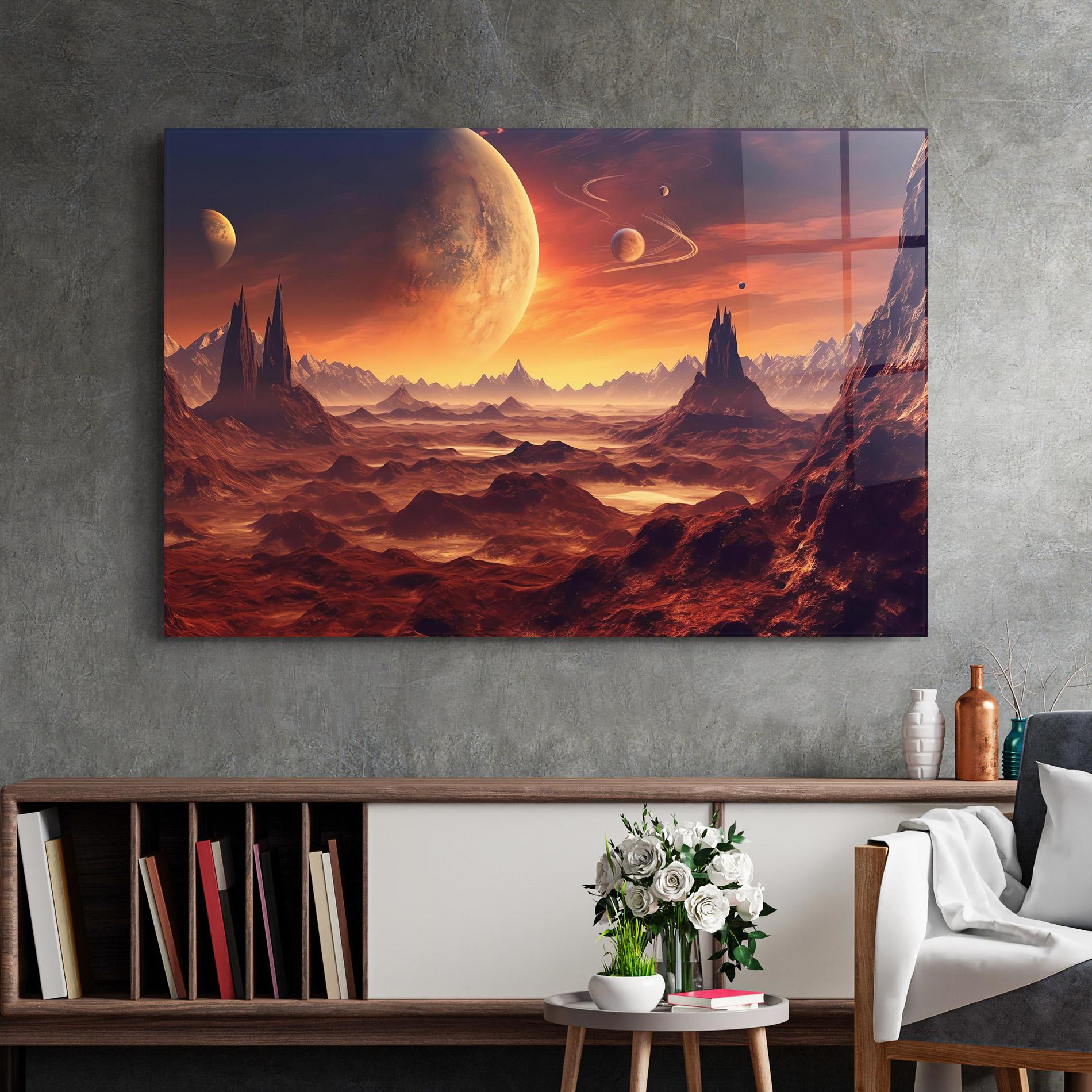 Tablou Sticla Fiery Orange Sunset mockup 2