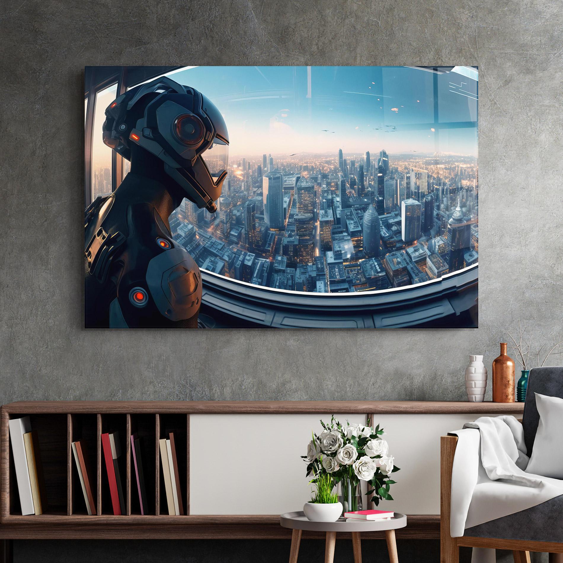 Tablou Sticla Futuristic Robot mockup 2