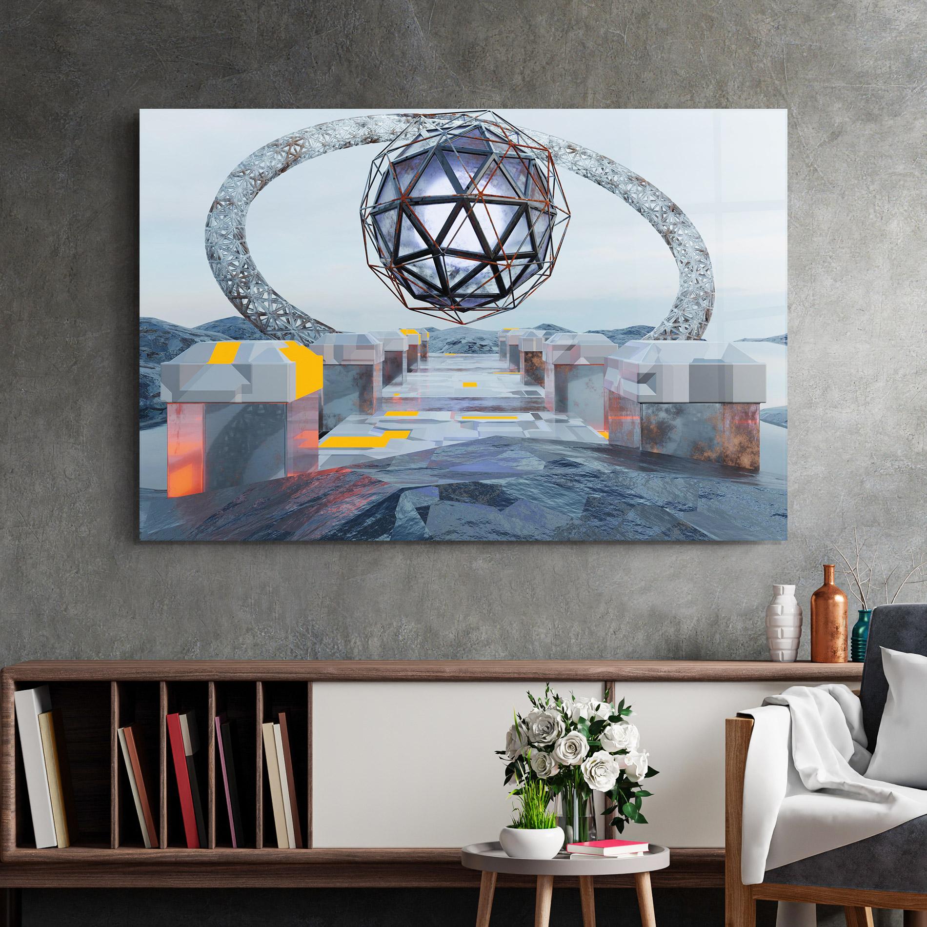 Tablou Sticla Galactic Globe mockup 2