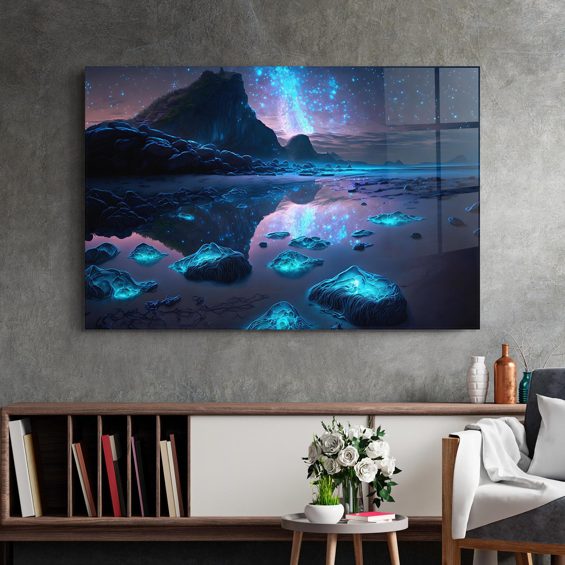 Tablou Sticla Glowing Fantasy World mockup 2