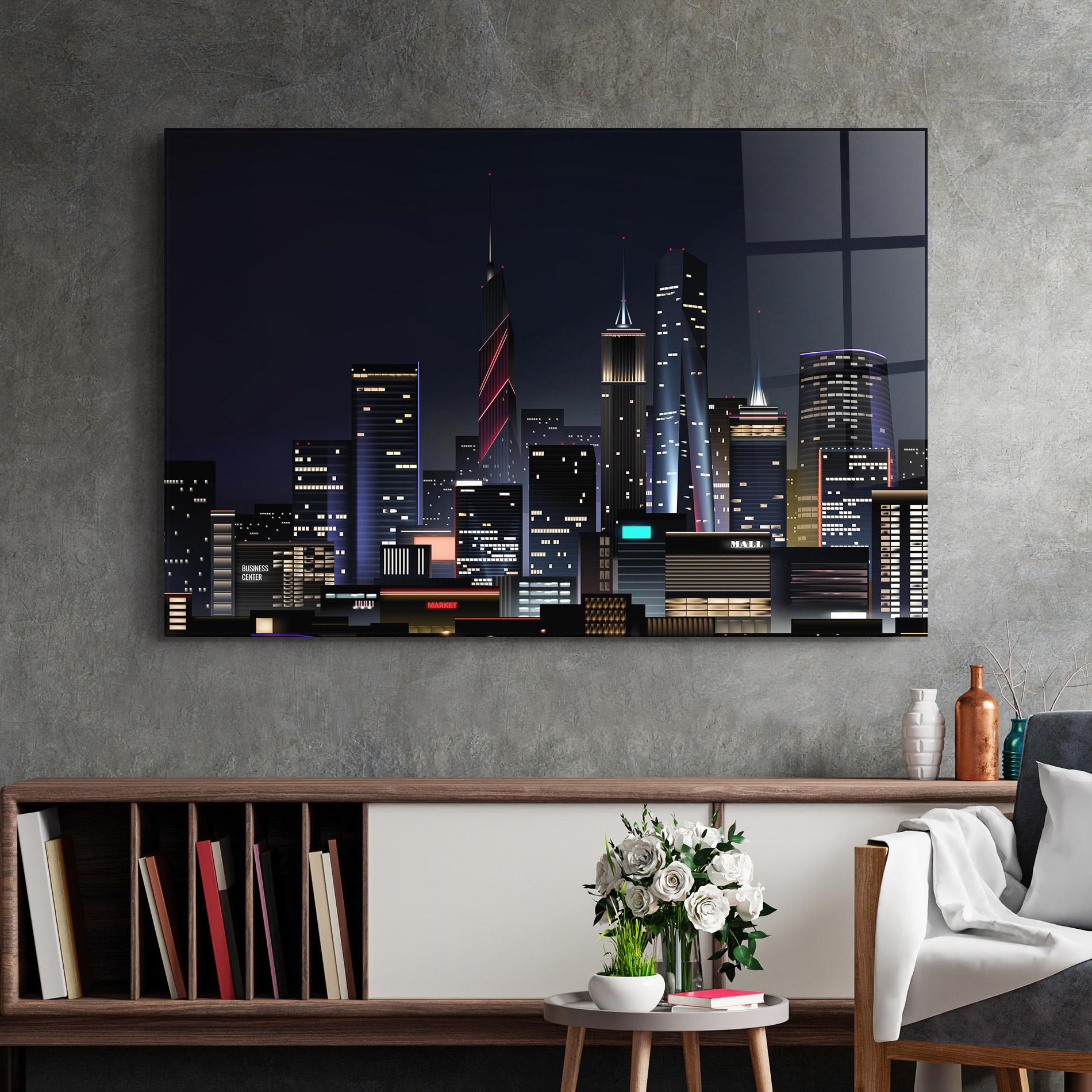 Tablou Sticla Night City mockup 2