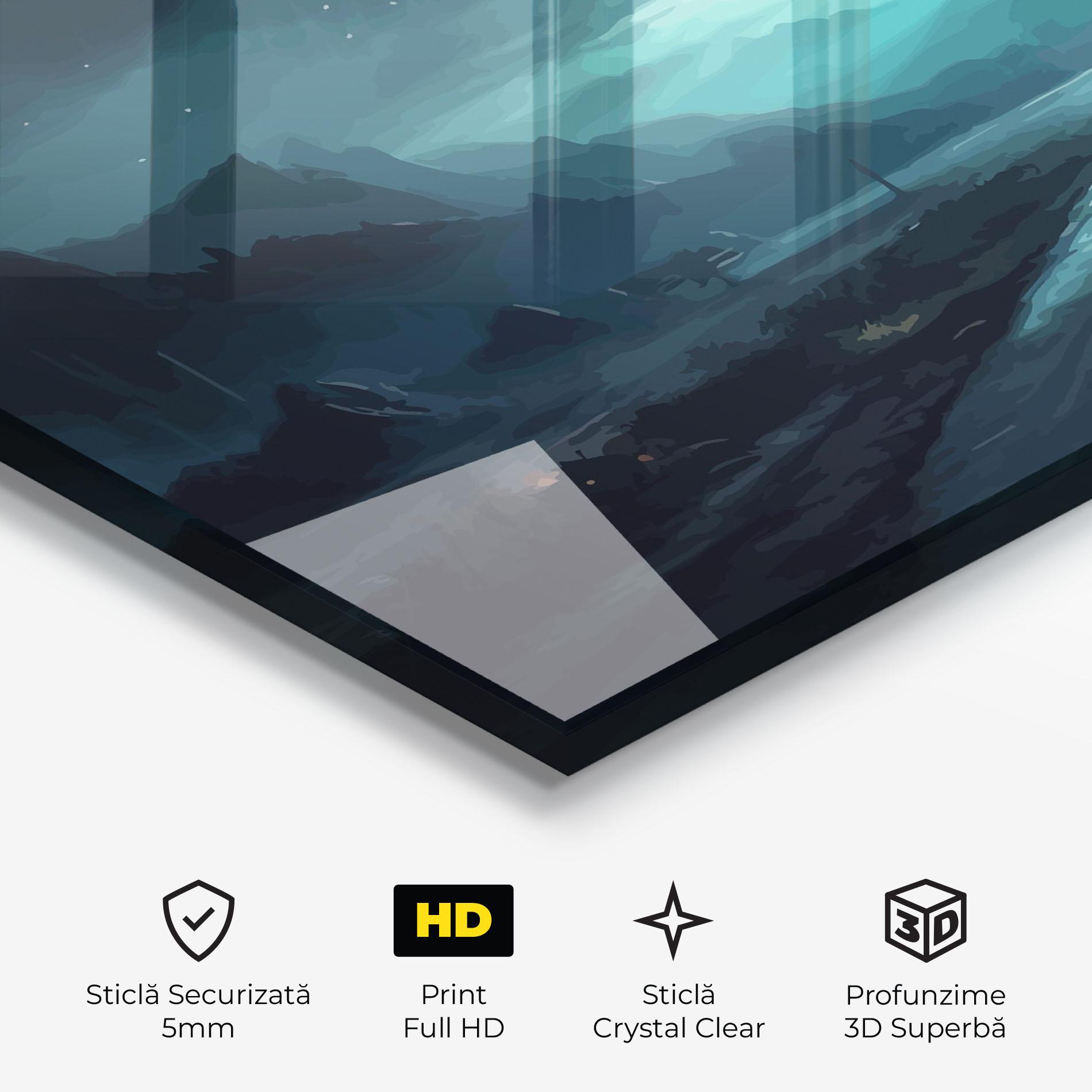 Tablou Sticla Blue Universe mockup 3