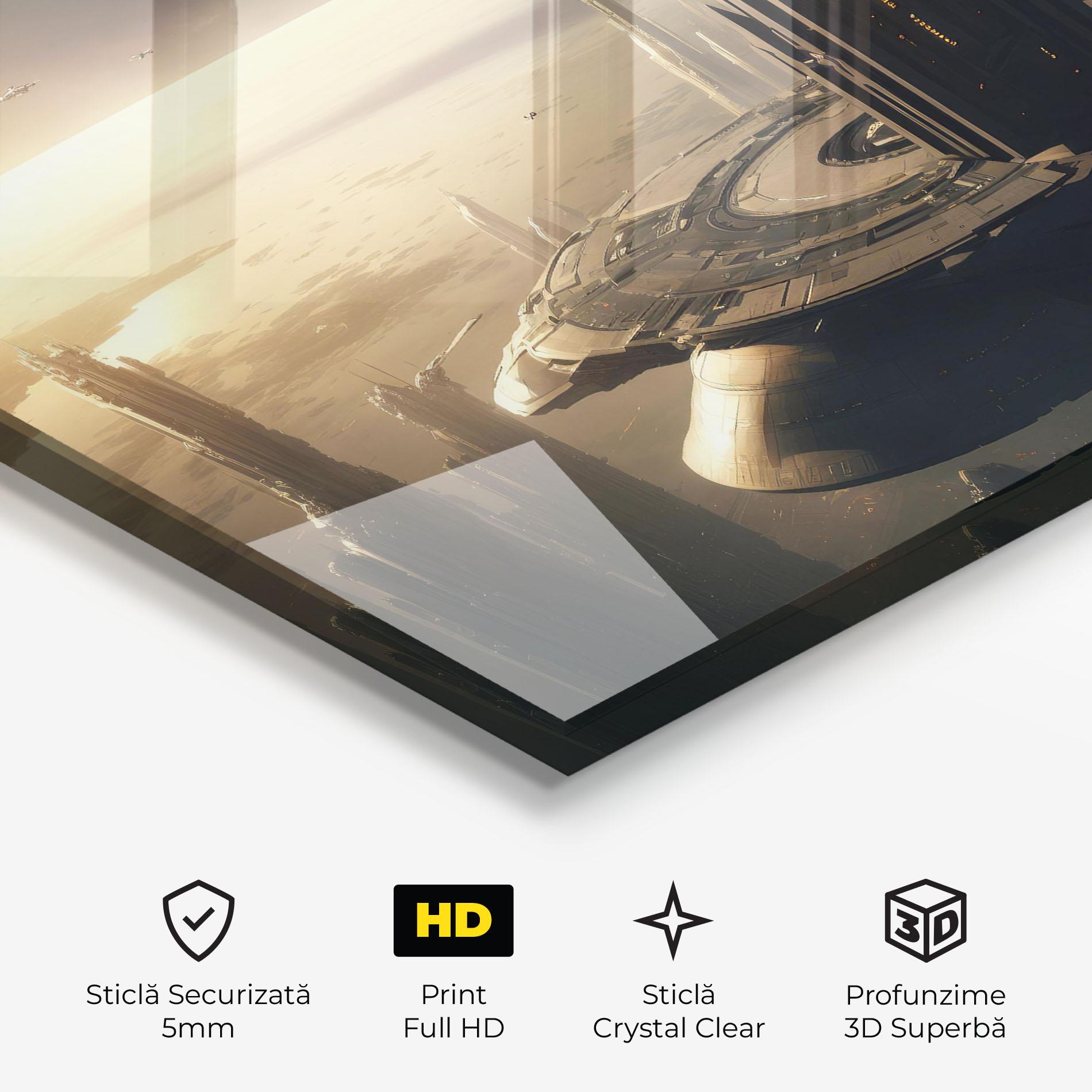 Tablou Sticla Fantasy Futuristic Cityscape mockup 3