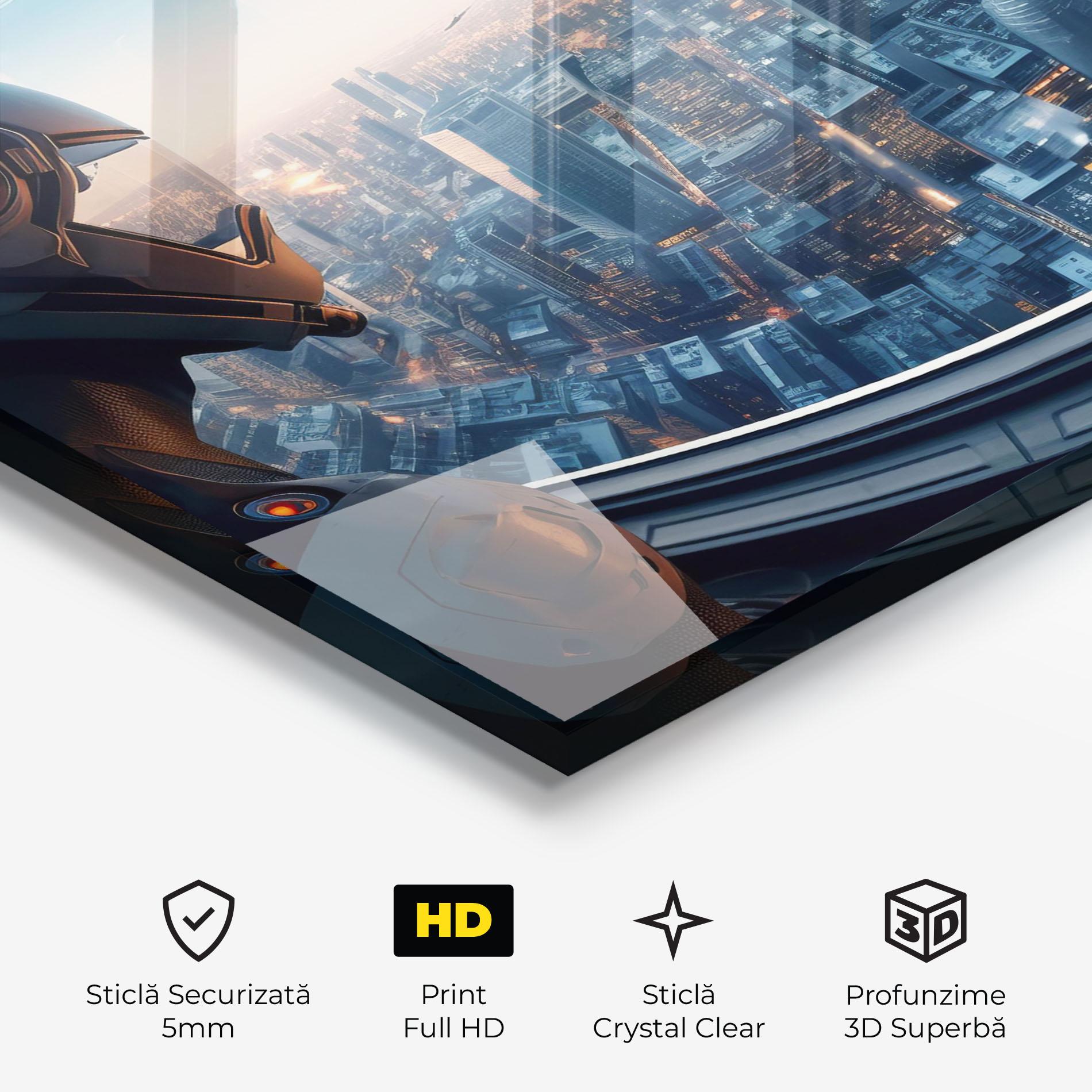 Tablou Sticla Futuristic Robot mockup 3