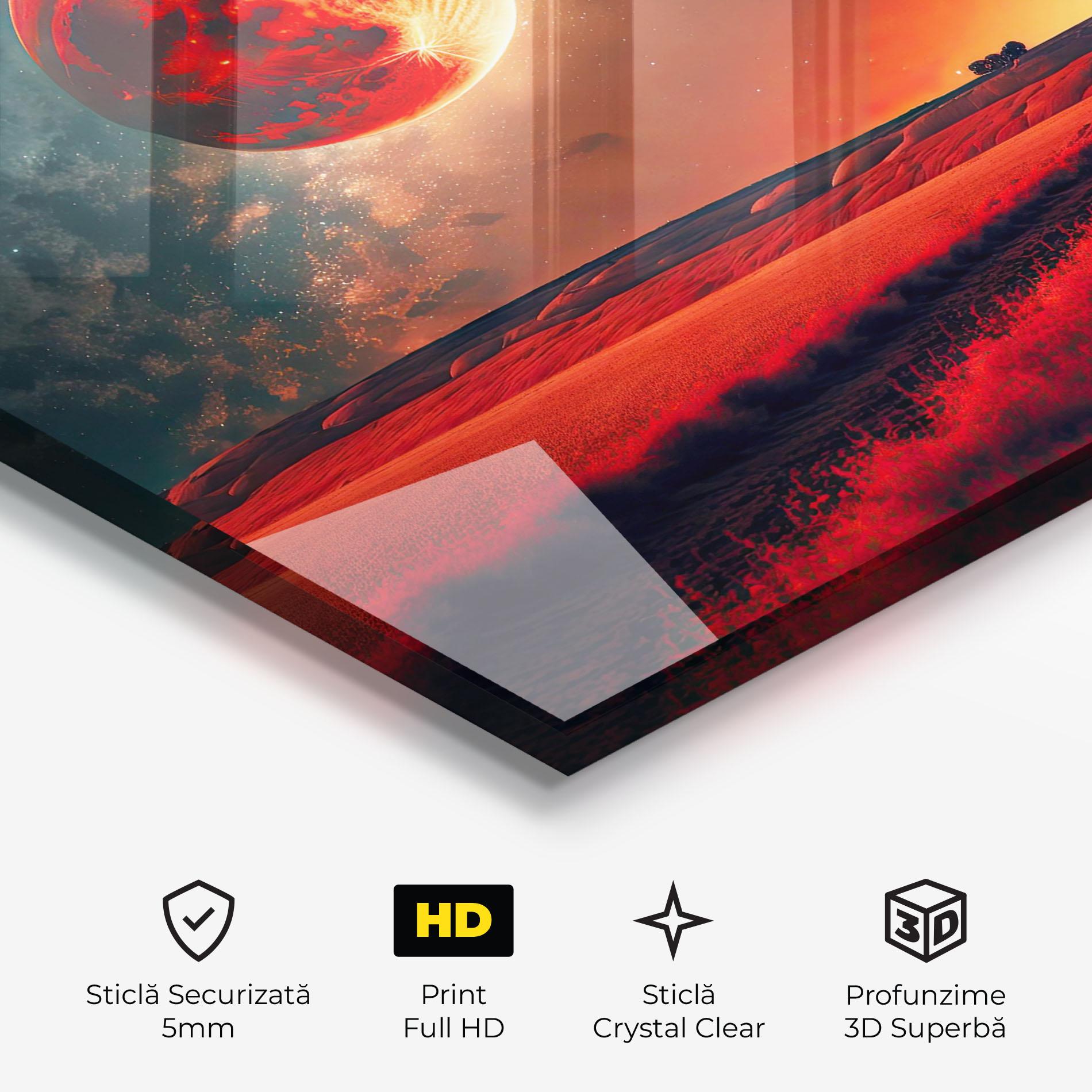 Tablou Sticla Huge Red Moon mockup 3