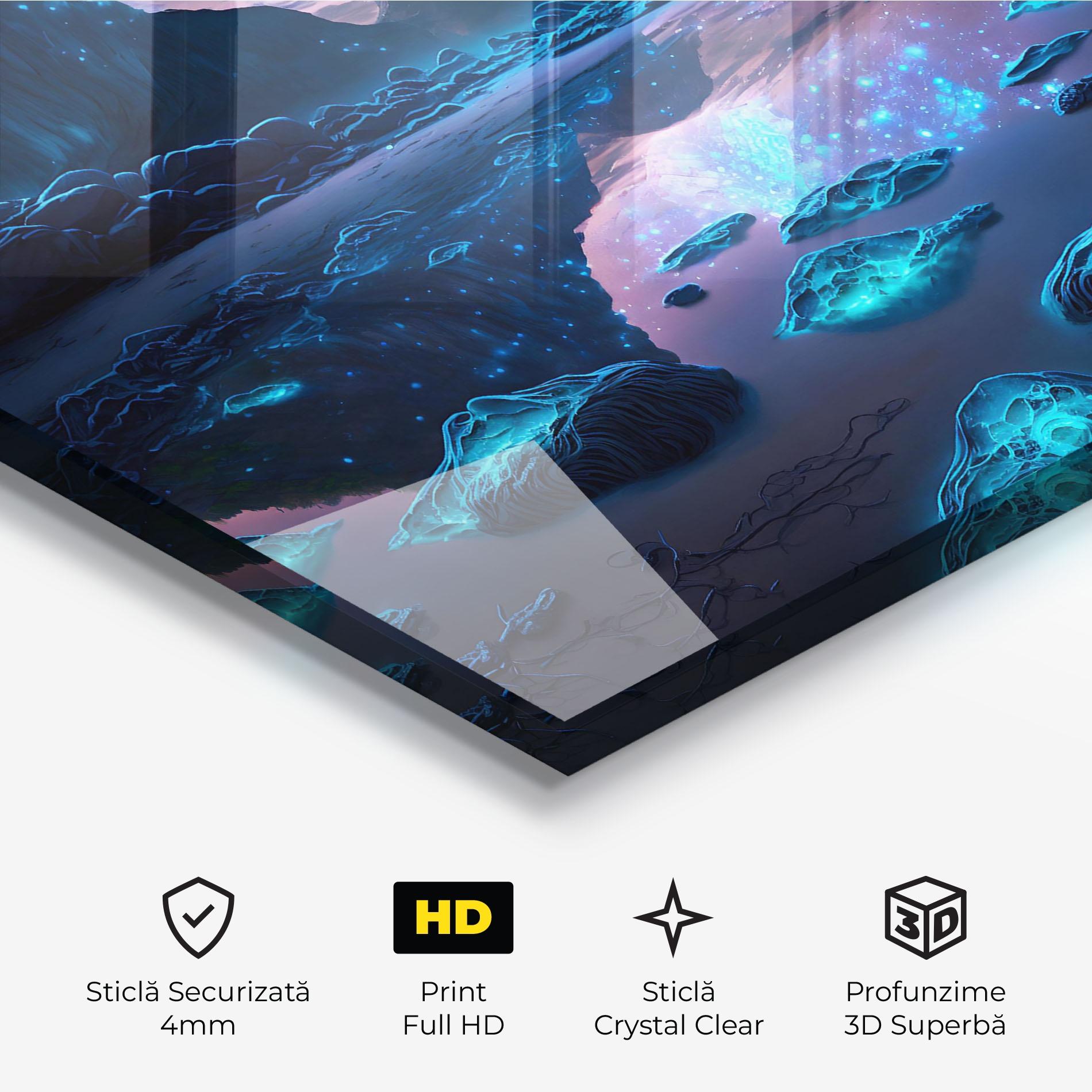 Tablou Sticla Glowing Fantasy World mockup 3