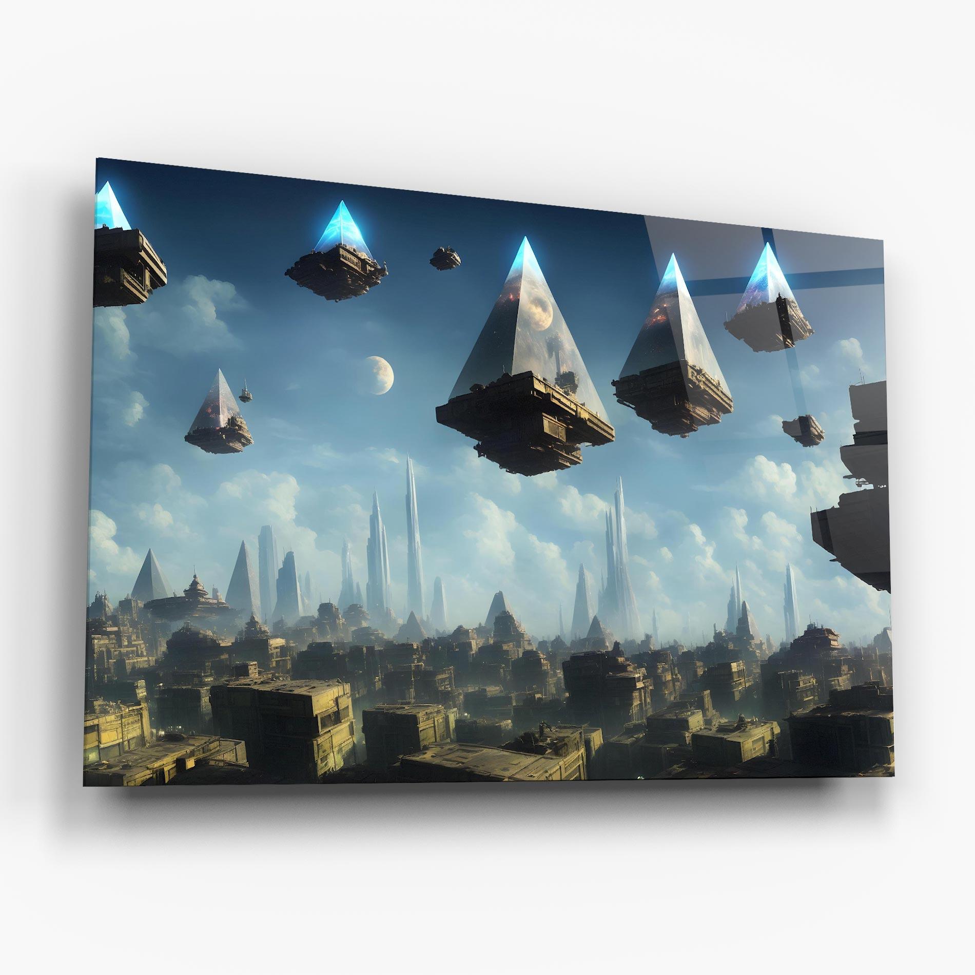 Tablou Sticla Flying Piramids mockup 6