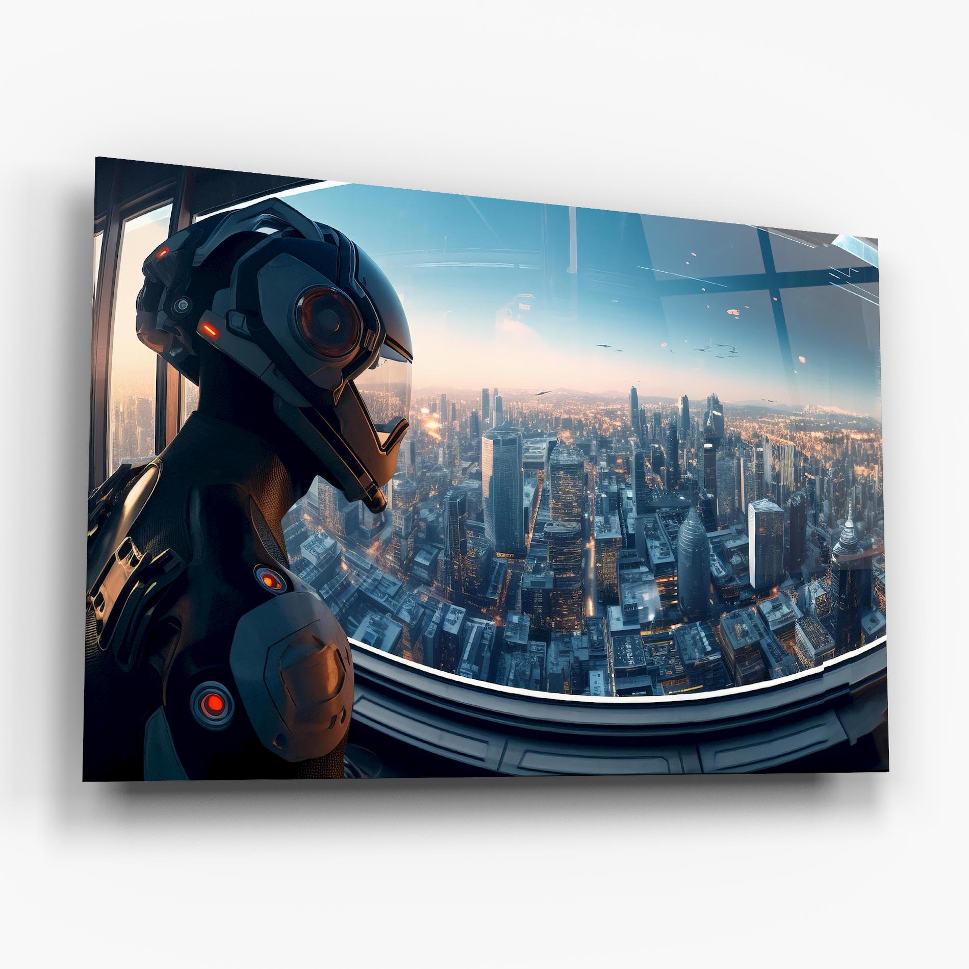 Tablou Sticla Futuristic Robot mockup 6