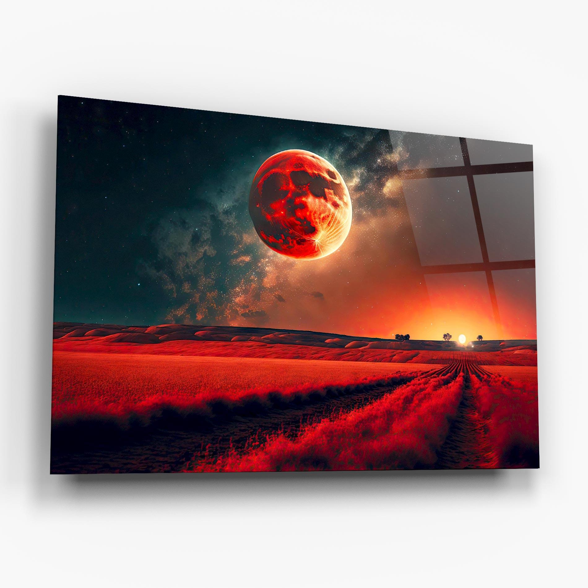Tablou Sticla Huge Red Moon mockup 6