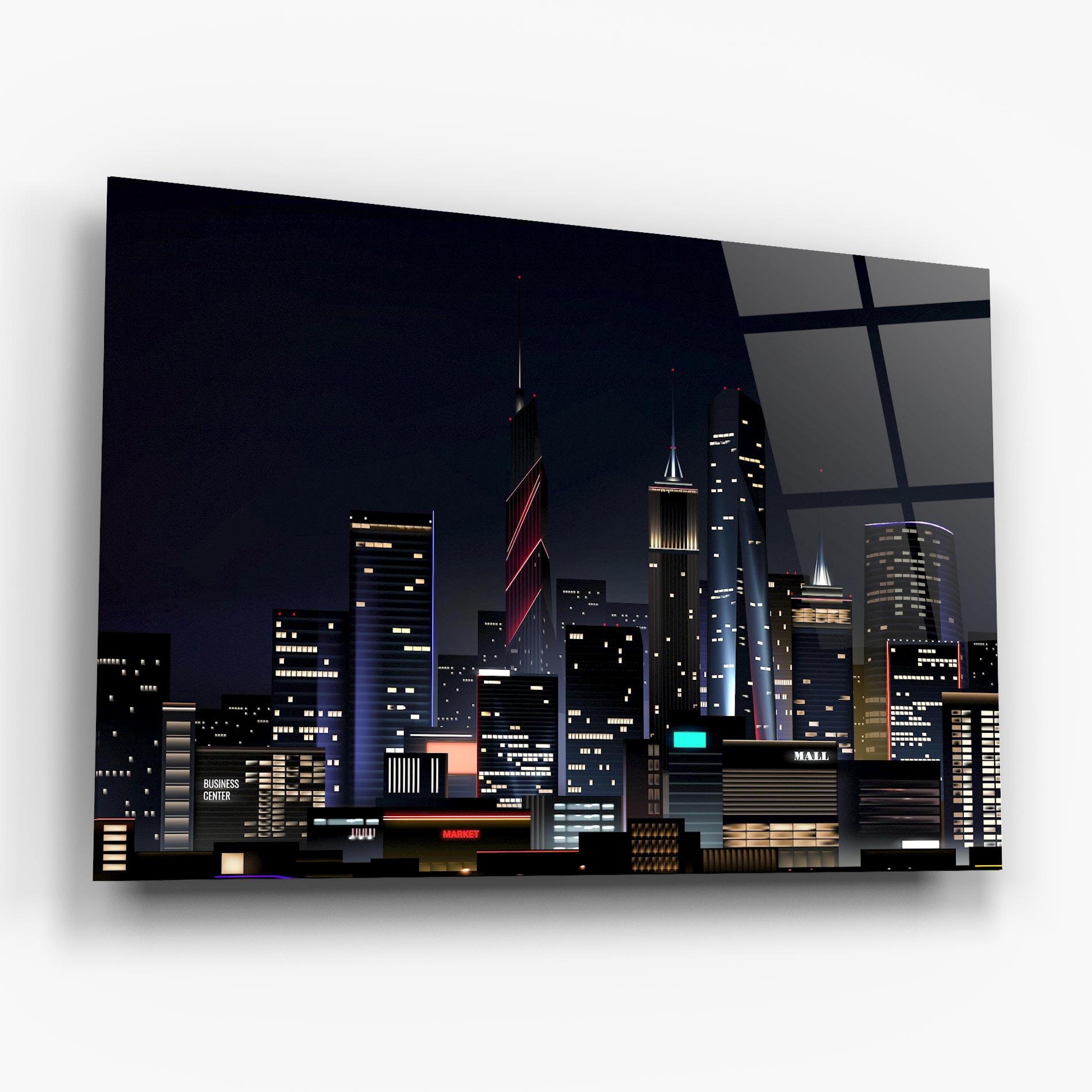 Tablou Sticla Night City mockup 6