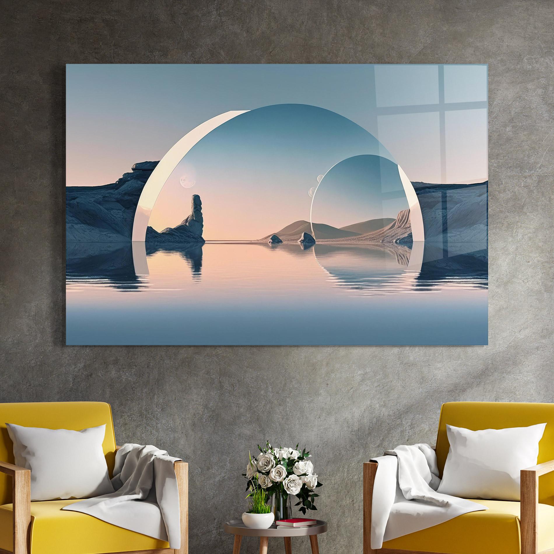 Tablou Sticla 3d Fantastic Elements mockup 4