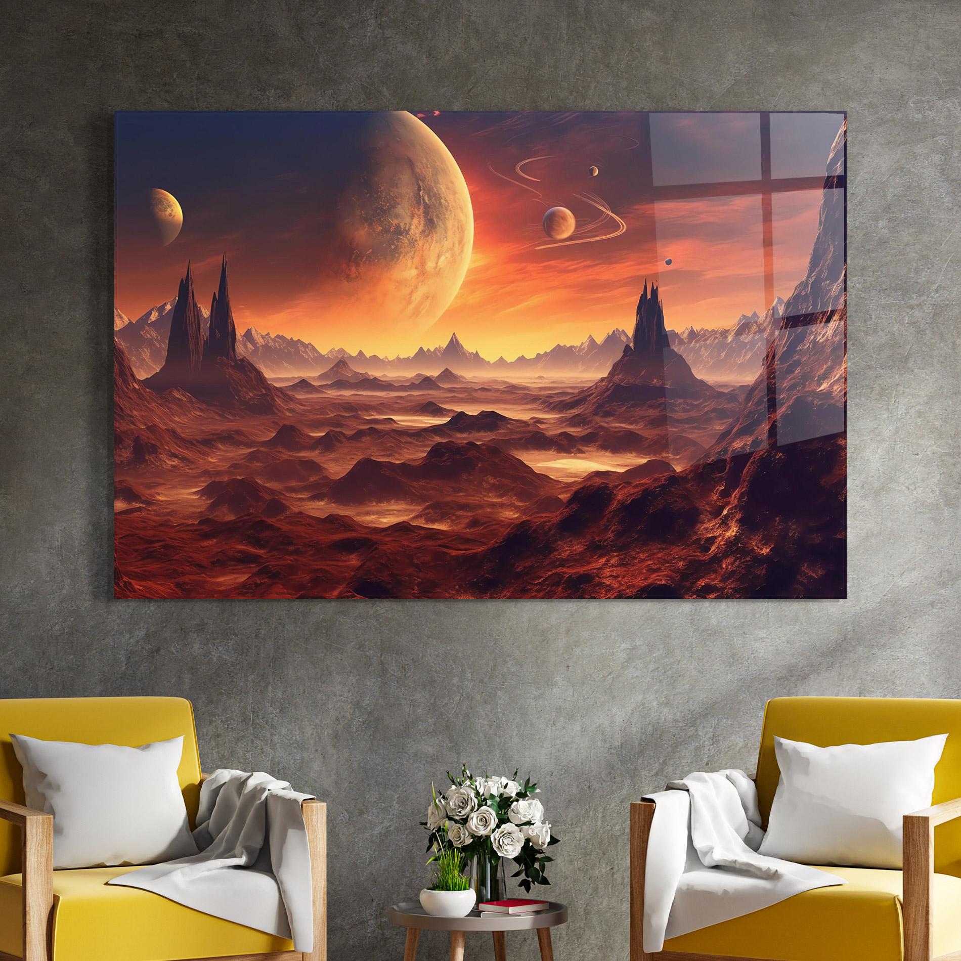 Tablou Sticla Fiery Orange Sunset mockup 4