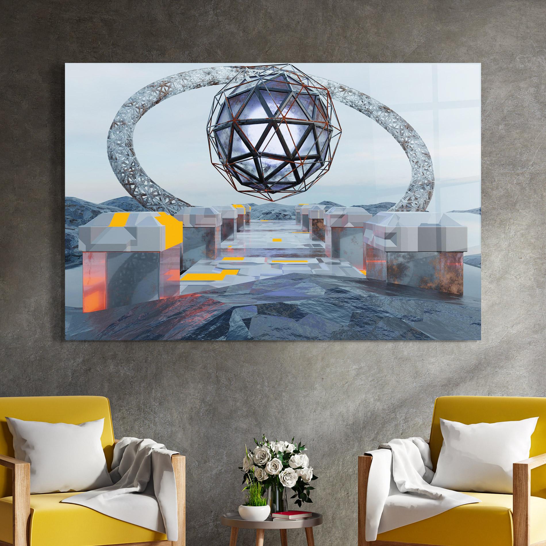 Tablou Sticla Galactic Globe mockup 4