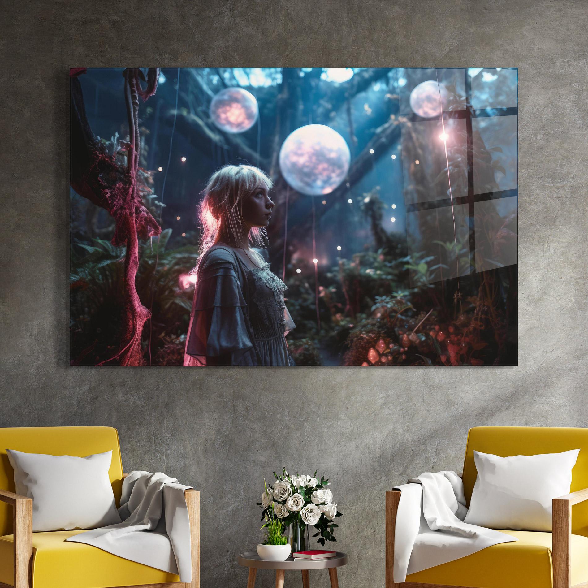 Tablou Sticla Glowing Balls Floating mockup 4