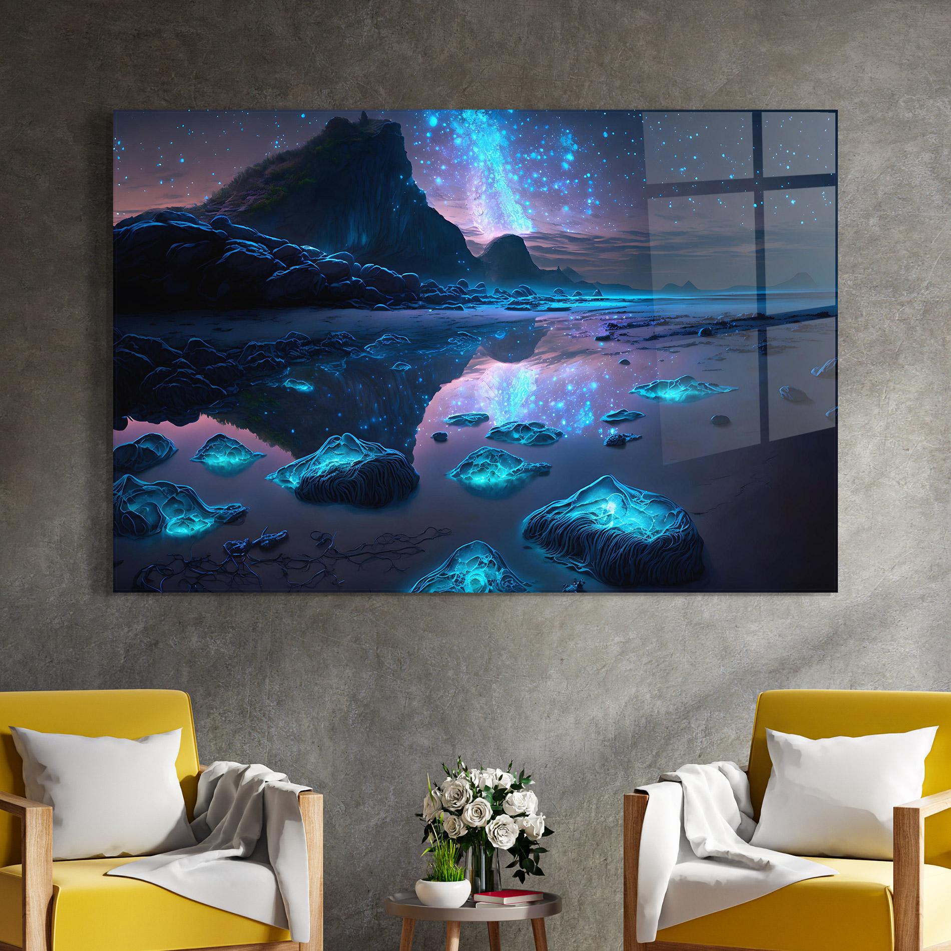 Tablou Sticla Glowing Fantasy World mockup 4