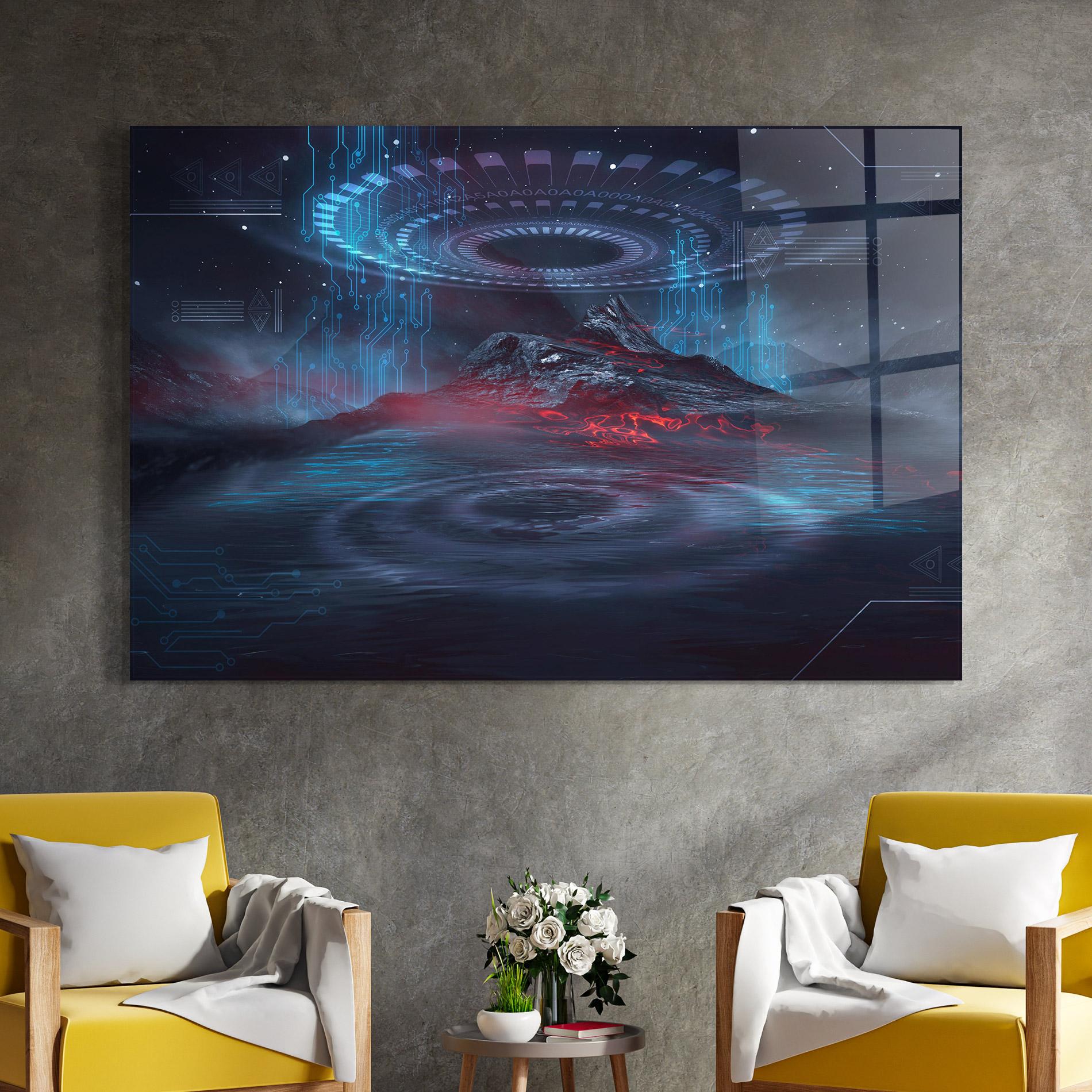 Tablou Sticla Neon Space Galaxy mockup 4