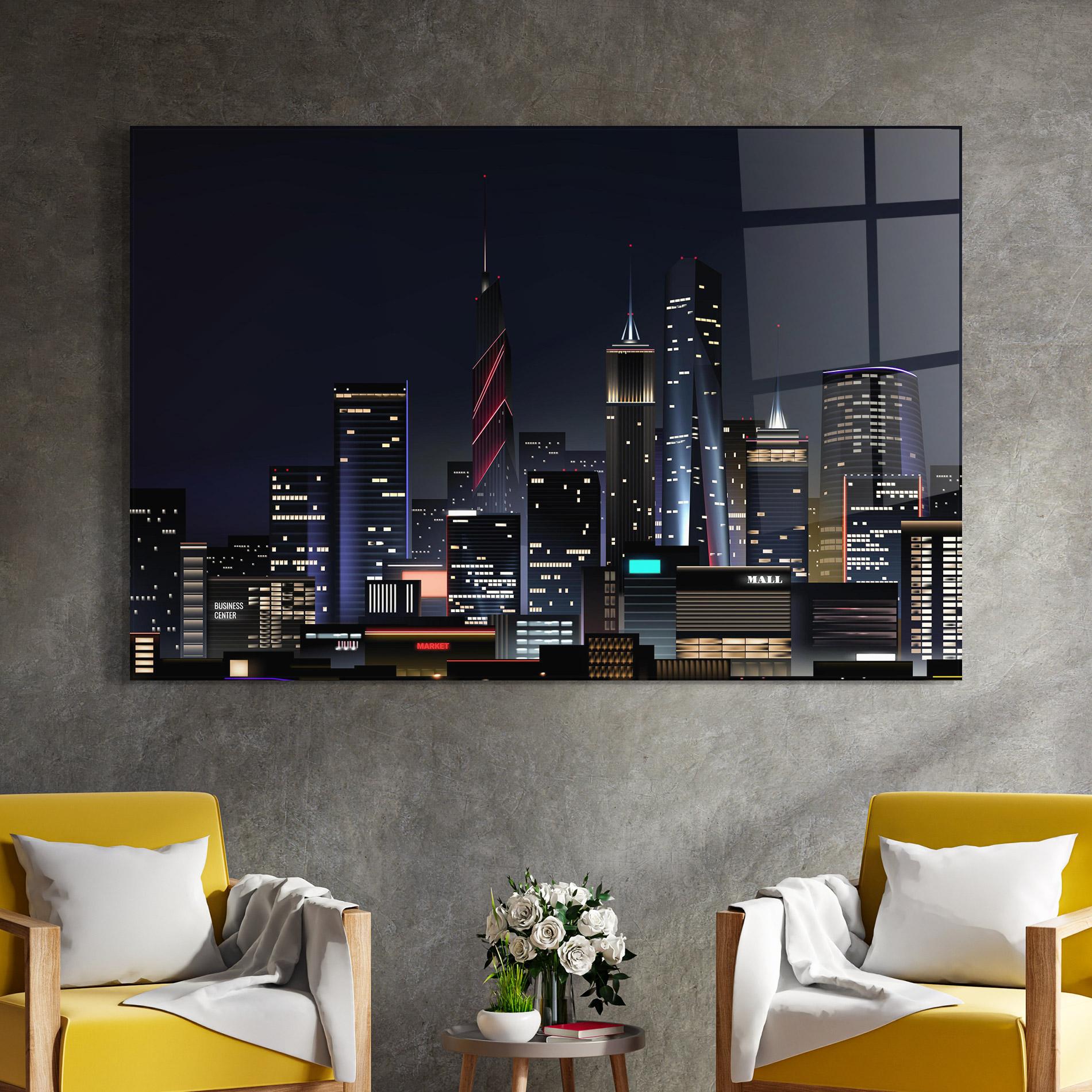 Tablou Sticla Night City mockup 4