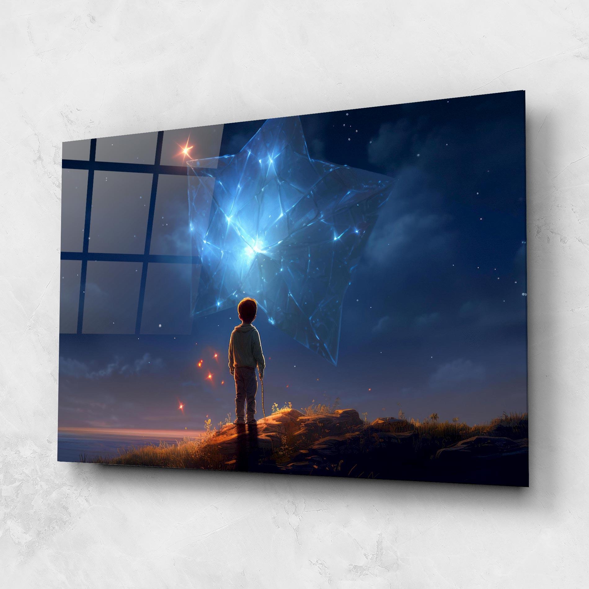 Tablou Sticla Blue Star Floating mockup 1