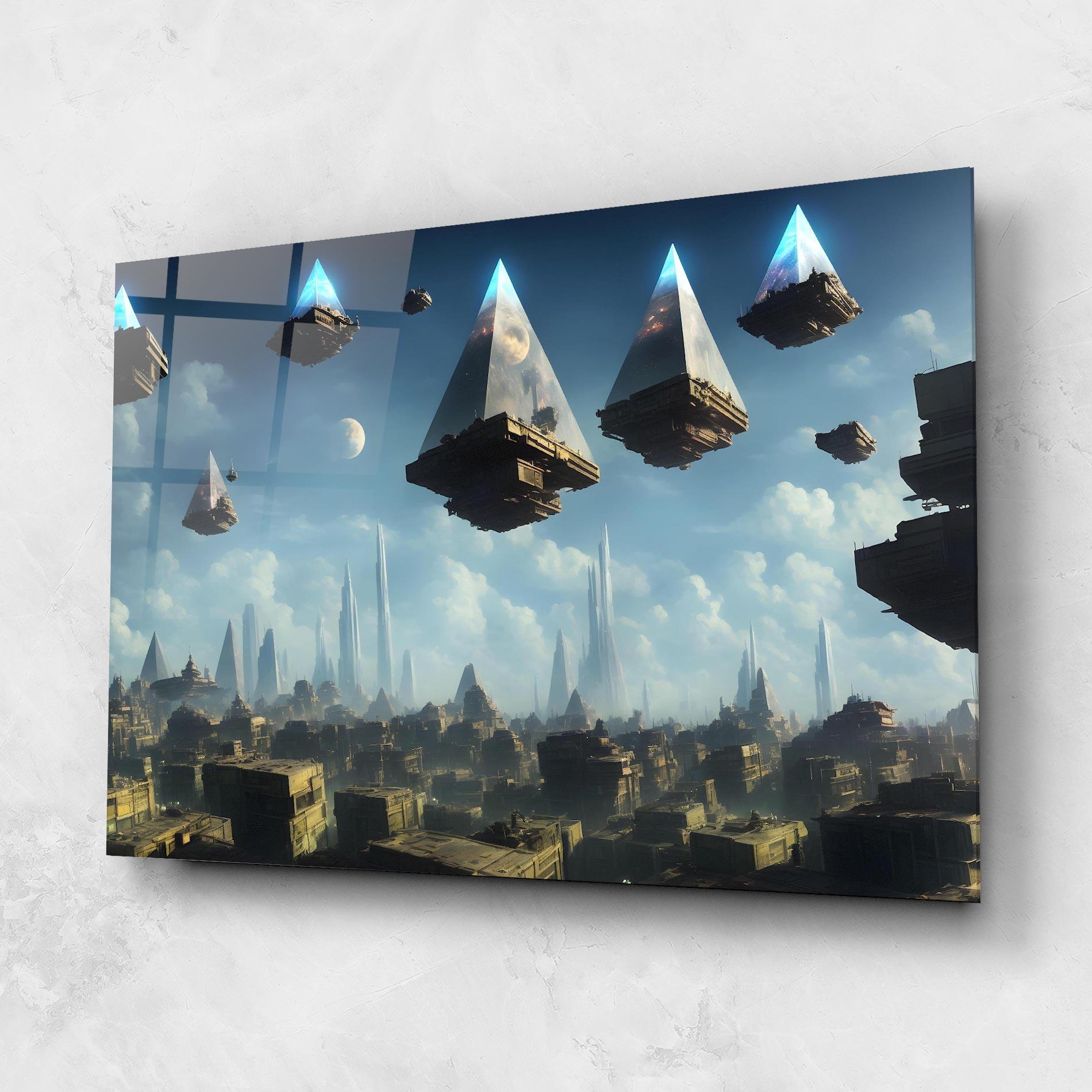 Tablou Sticla Flying Piramids mockup 1