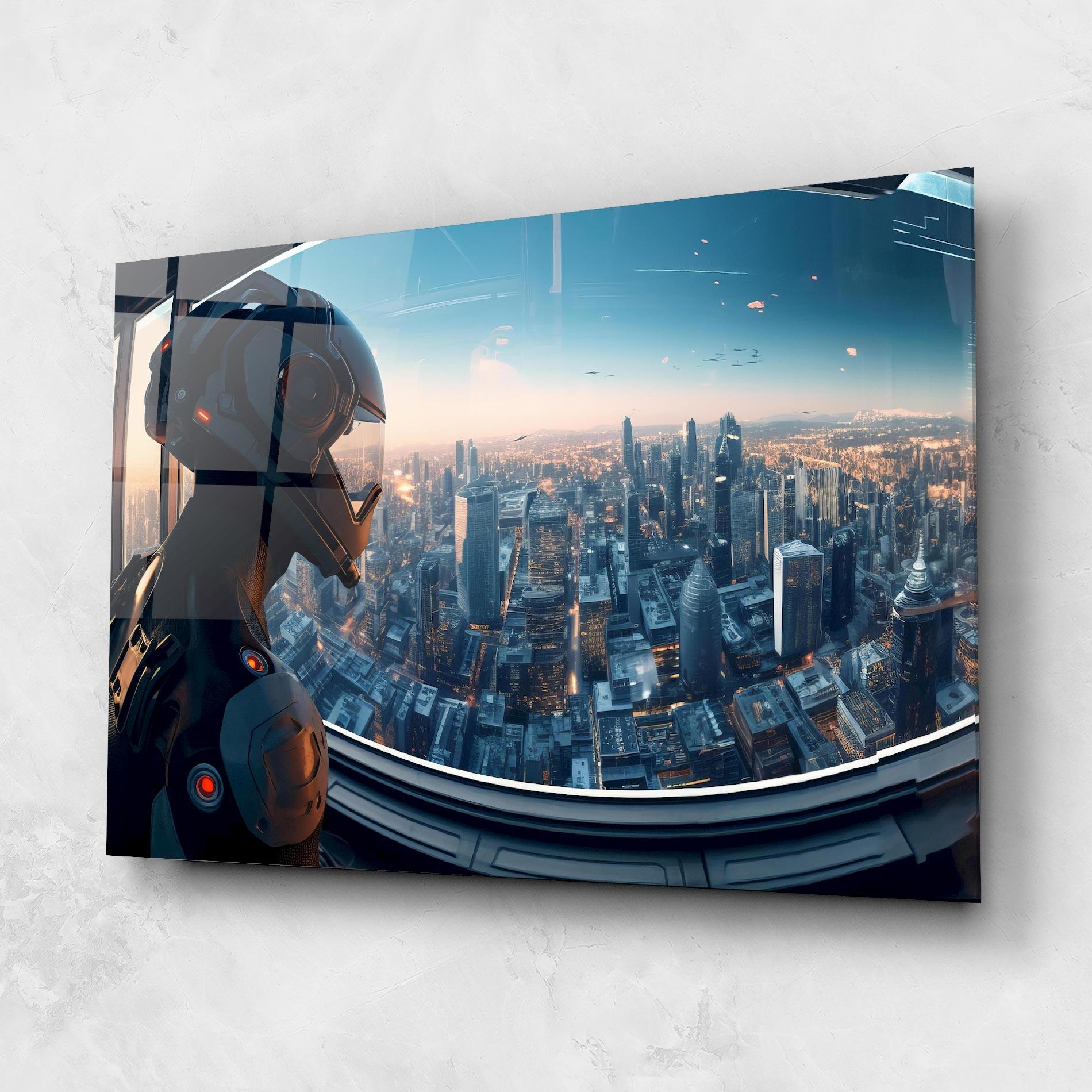 Tablou Sticla Futuristic Robot mockup 1