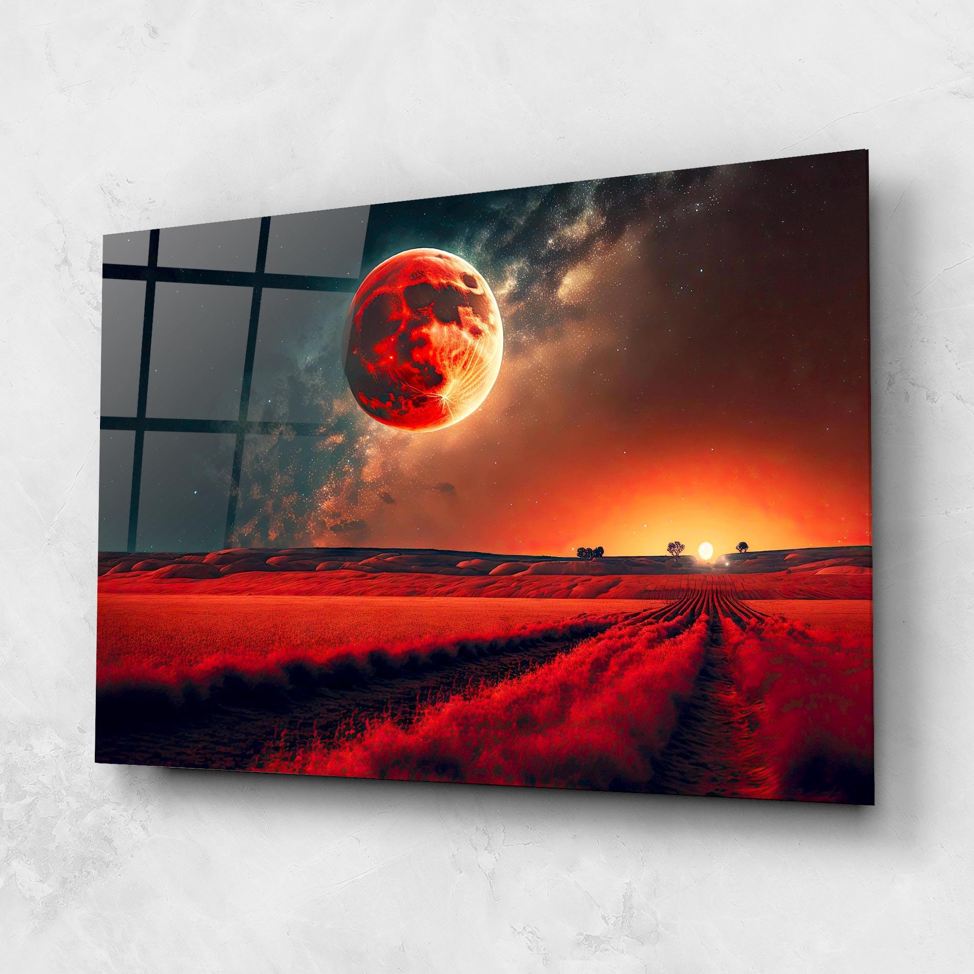 Tablou Sticla Huge Red Moon mockup 1