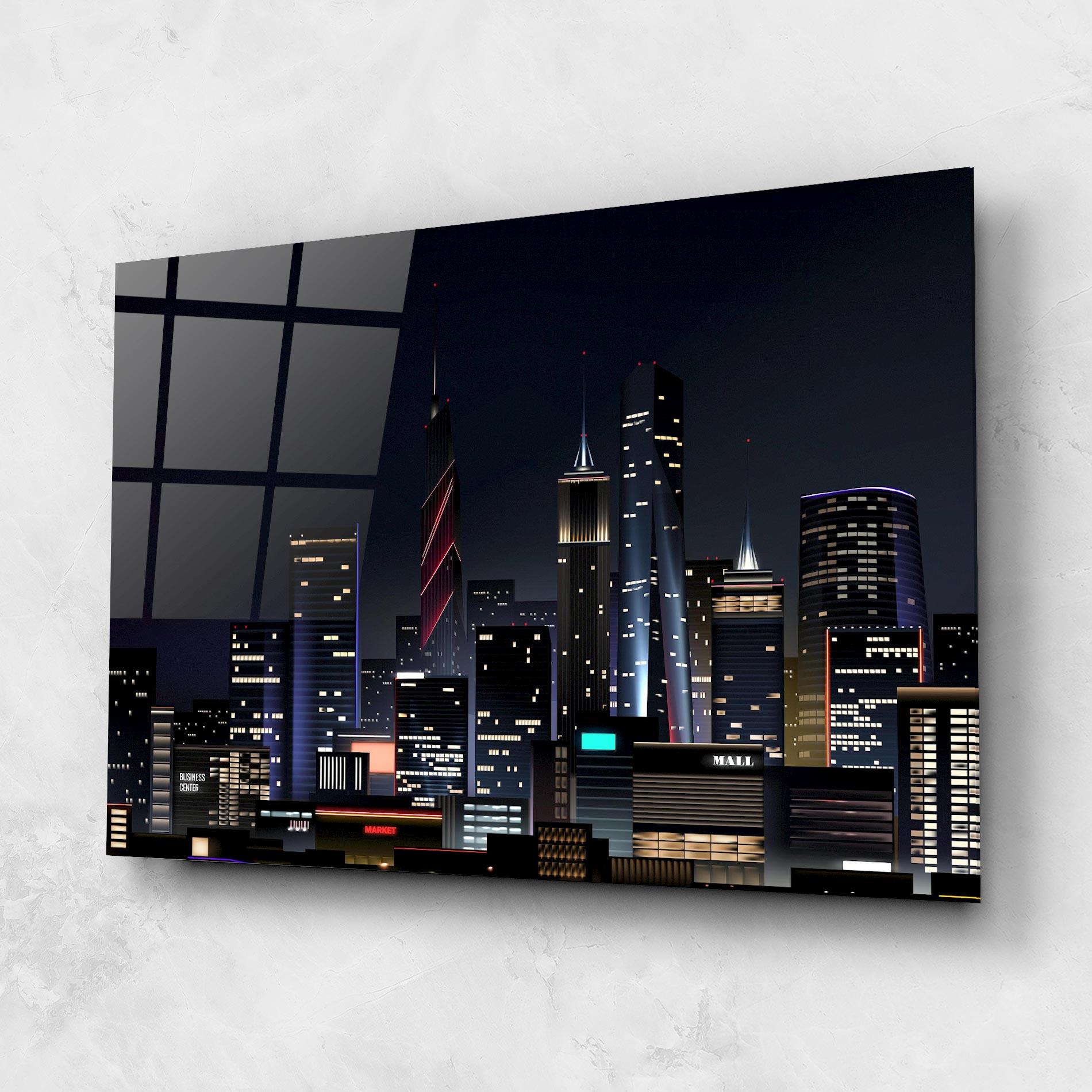 Tablou Sticla Night City mockup 1
