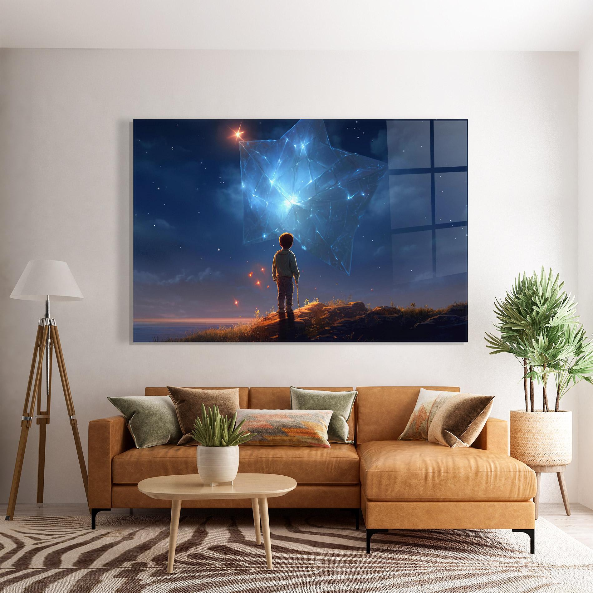 Tablou Sticla Blue Star Floating mockup 7