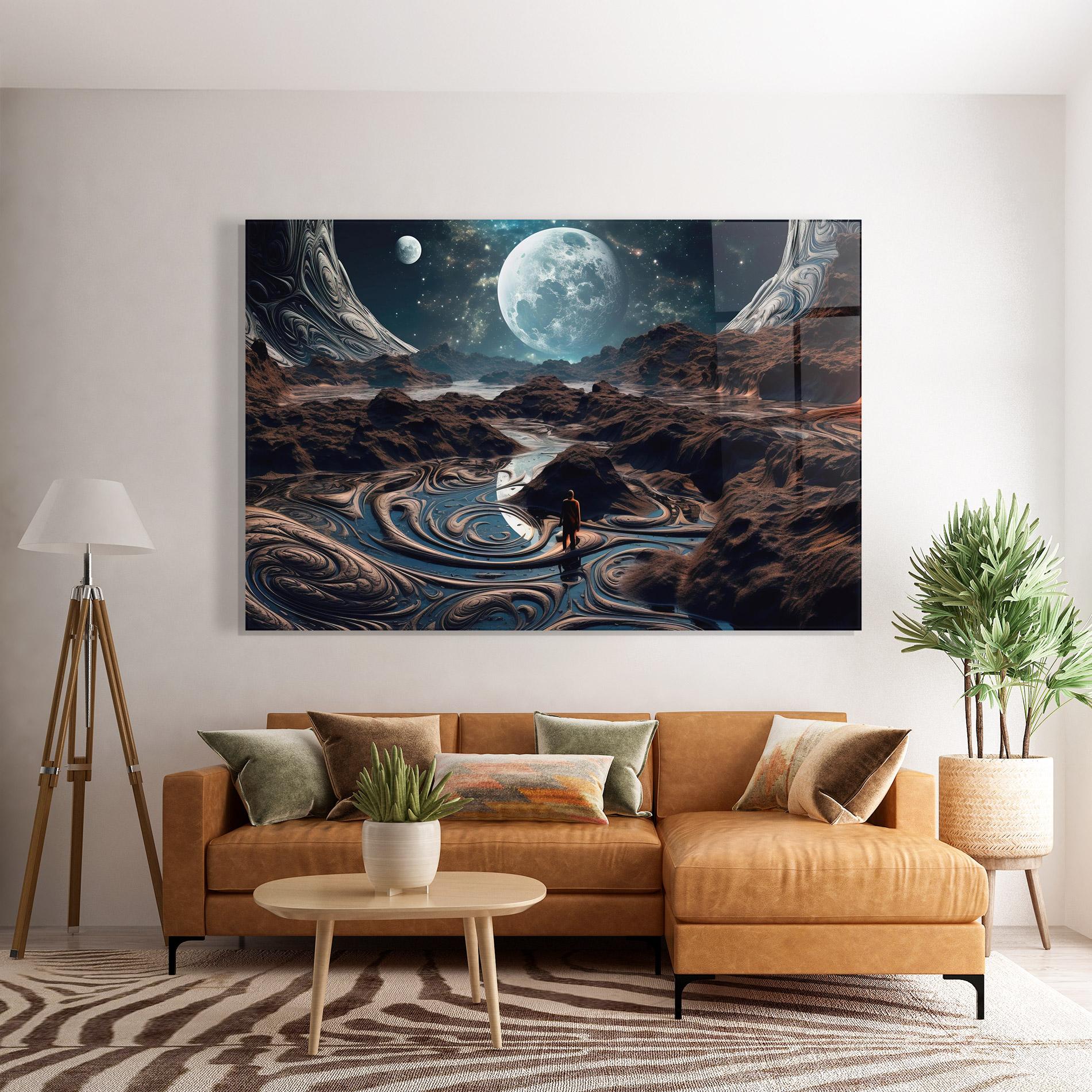 Tablou Sticla Desert Big Moon mockup 7